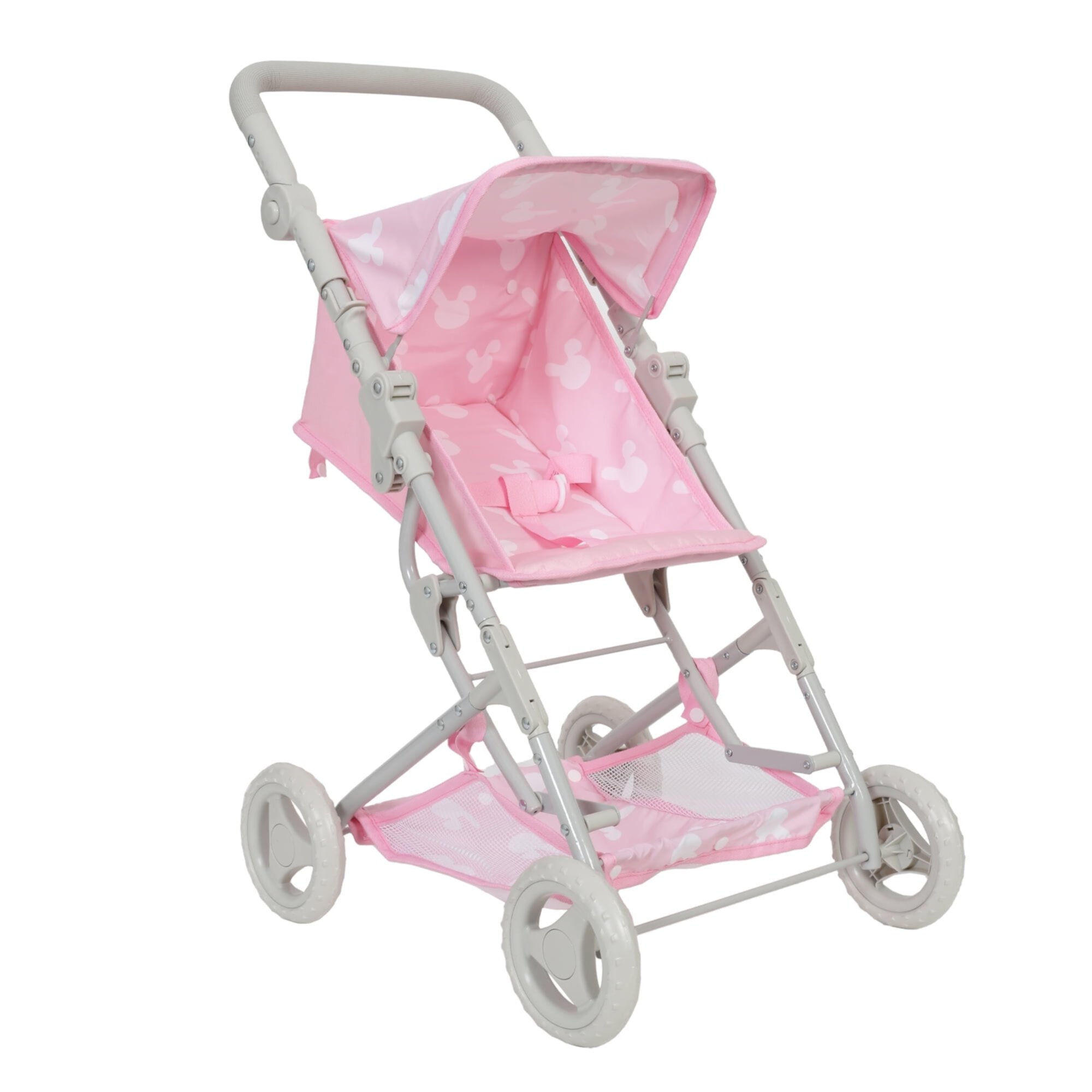 Yexmas Baby Doll Pram Stroller Carriage for 18" Dolls, W/Adjustable Handle , Gift for Boys & girls, Pink Yexmas