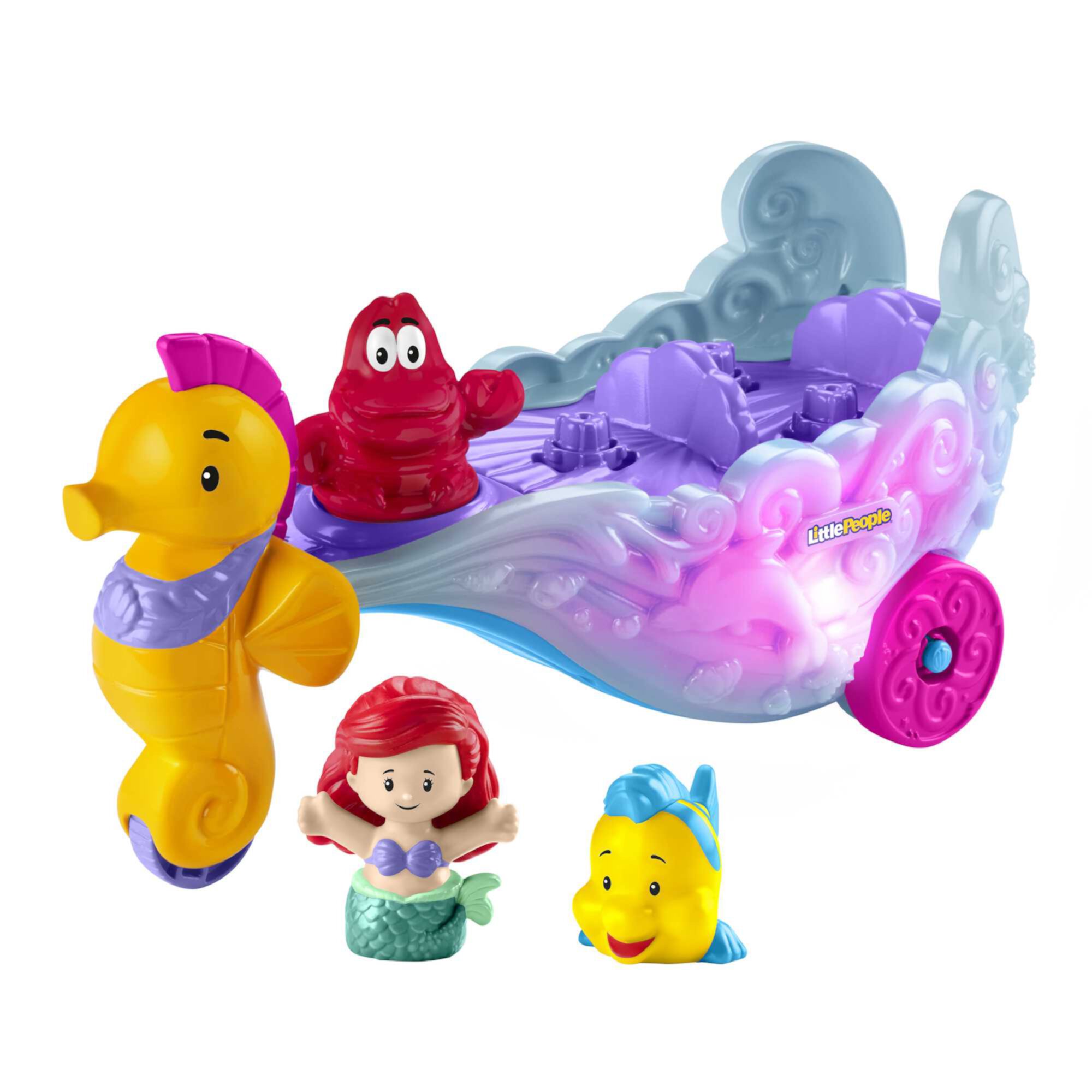 Disney Princess Ariel’s Light-Up Sea Carriage Little People Musical Vehicle for Toddlers Little People