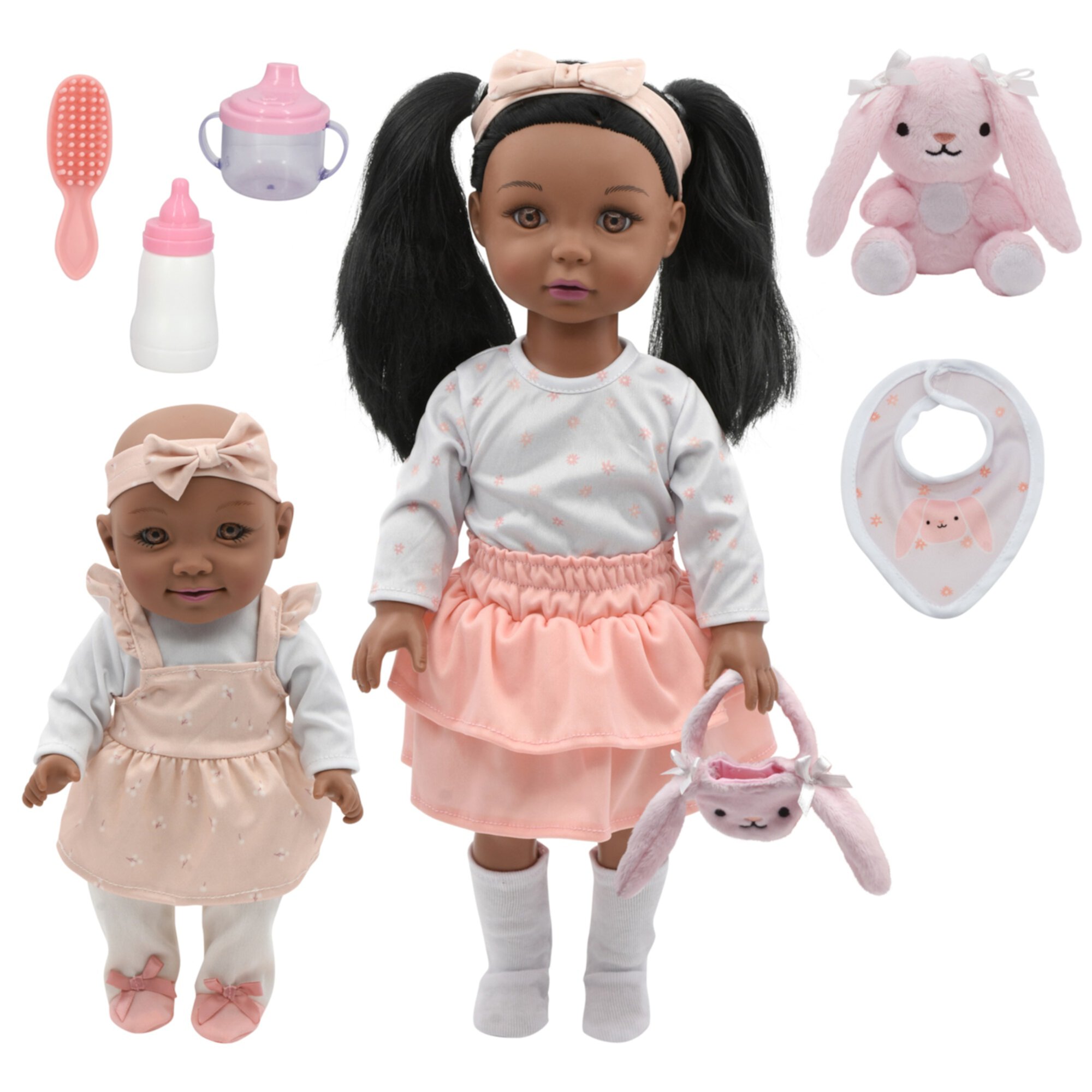 Little Darlings: 18"/12" Sweet Sisters Dolls AA - Bunny Set - 2 Talking Dolls With Accessory Set, Ages 3+ Little Darlings