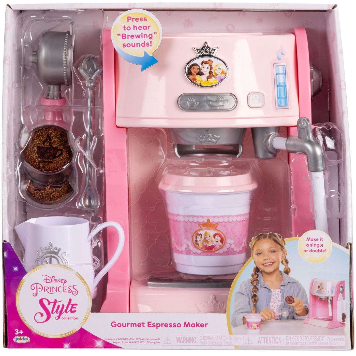 Disney's Style Collection Pretend Play Espresso Maker Realistic Sounds and Lights Fits Age Group 3+ Disney Princess