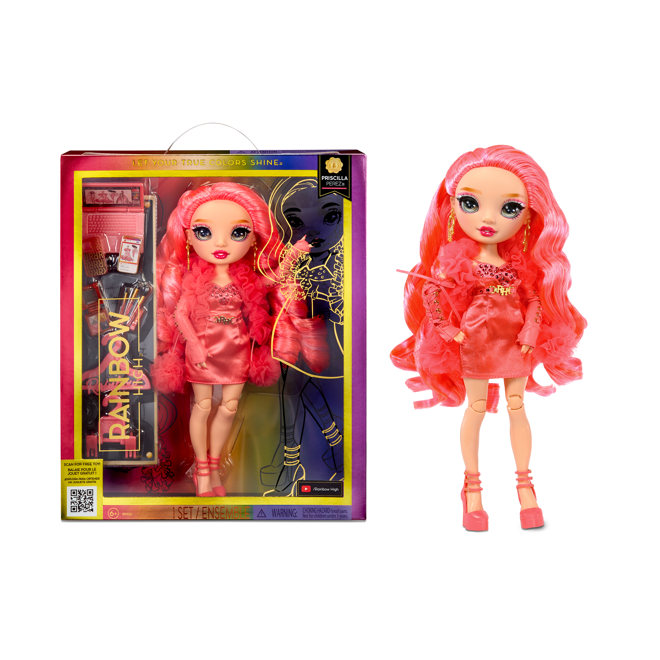 Rainbow High Priscilla - Pink Fashion Doll, Fashionable Outfit & 10+ Colorful Play Accessories. Toy Gift Kids 4-12 Years & Collectors Rainbow High