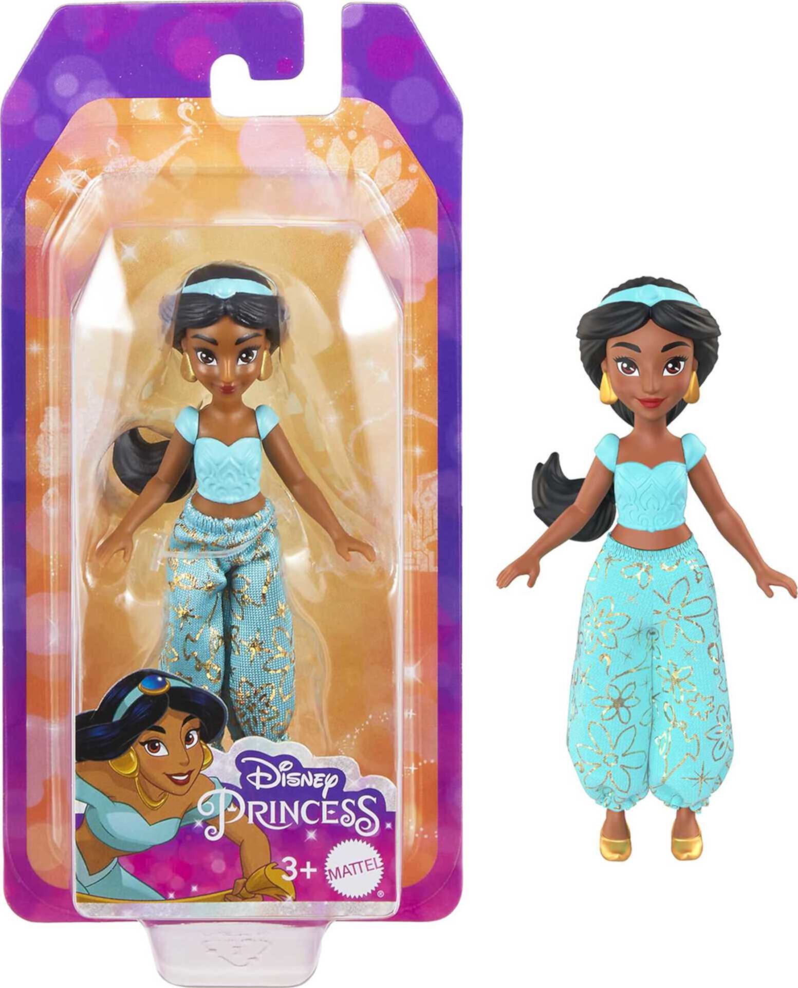 Disney Princess Jasmine Small Doll, Black Hair & Brown Eyes, Signature 2-Piece Look with Pants Disney Princess