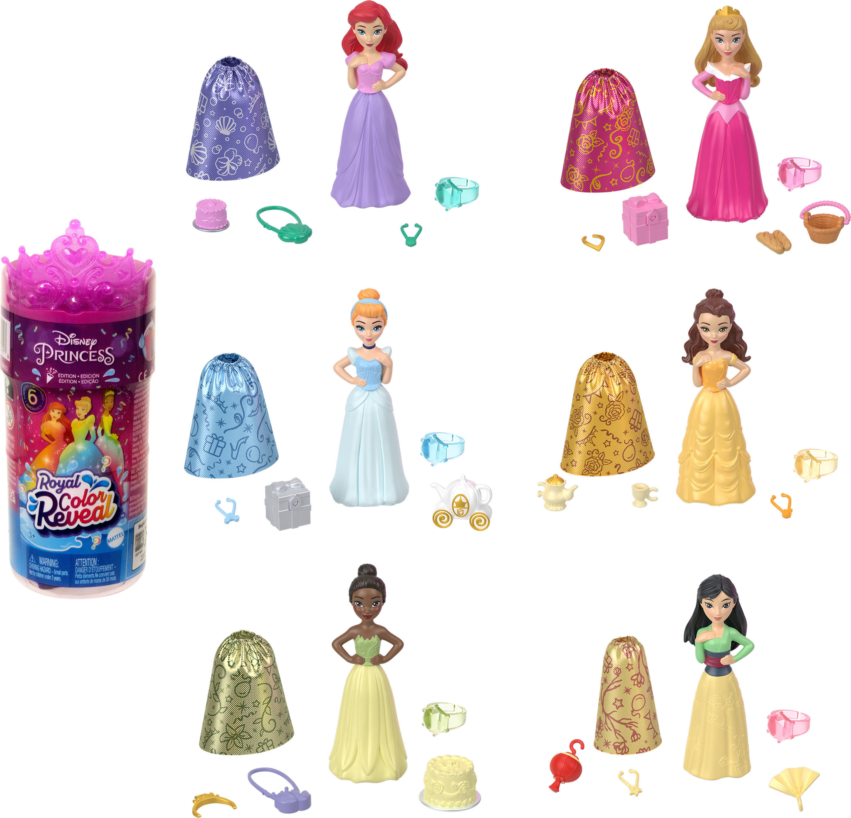 Disney Princess Color Reveal Dolls with 6 Surprises, Party Series Disney Princess