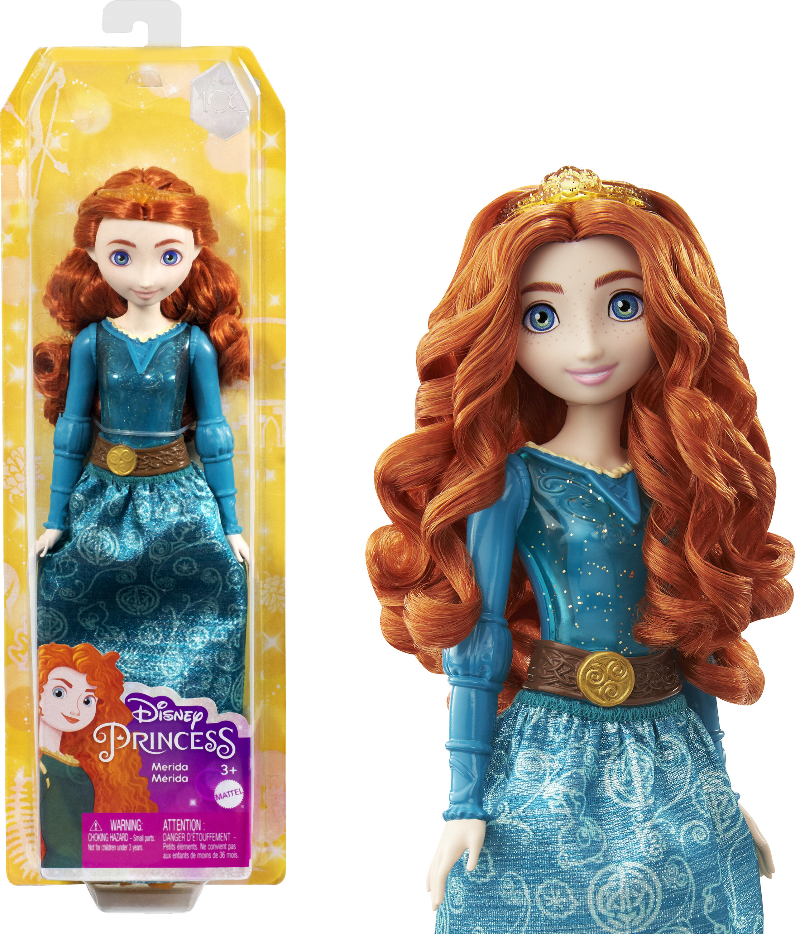 Disney Princess Merida Fashion Doll with Red Hair, Blue Eyes & Hair Accessory, Sparkling Look Disney Princess