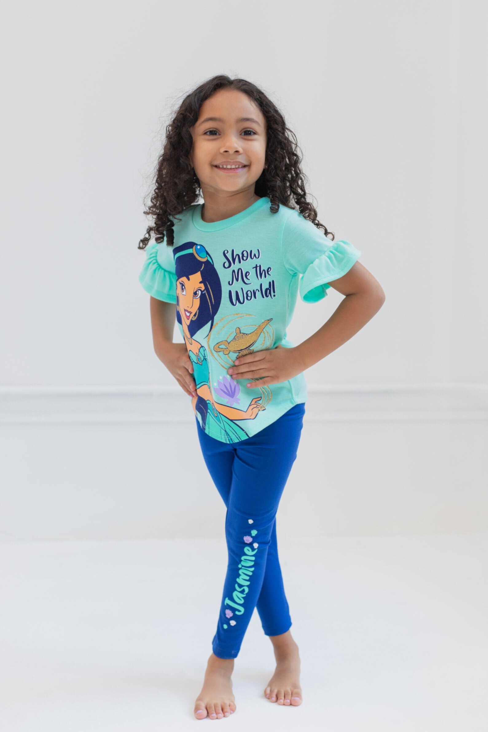 Disney Princess Jasmine Big Girls T-Shirt and Jogger Leggings Outfit Set Toddler to Big Kid Disney Princess