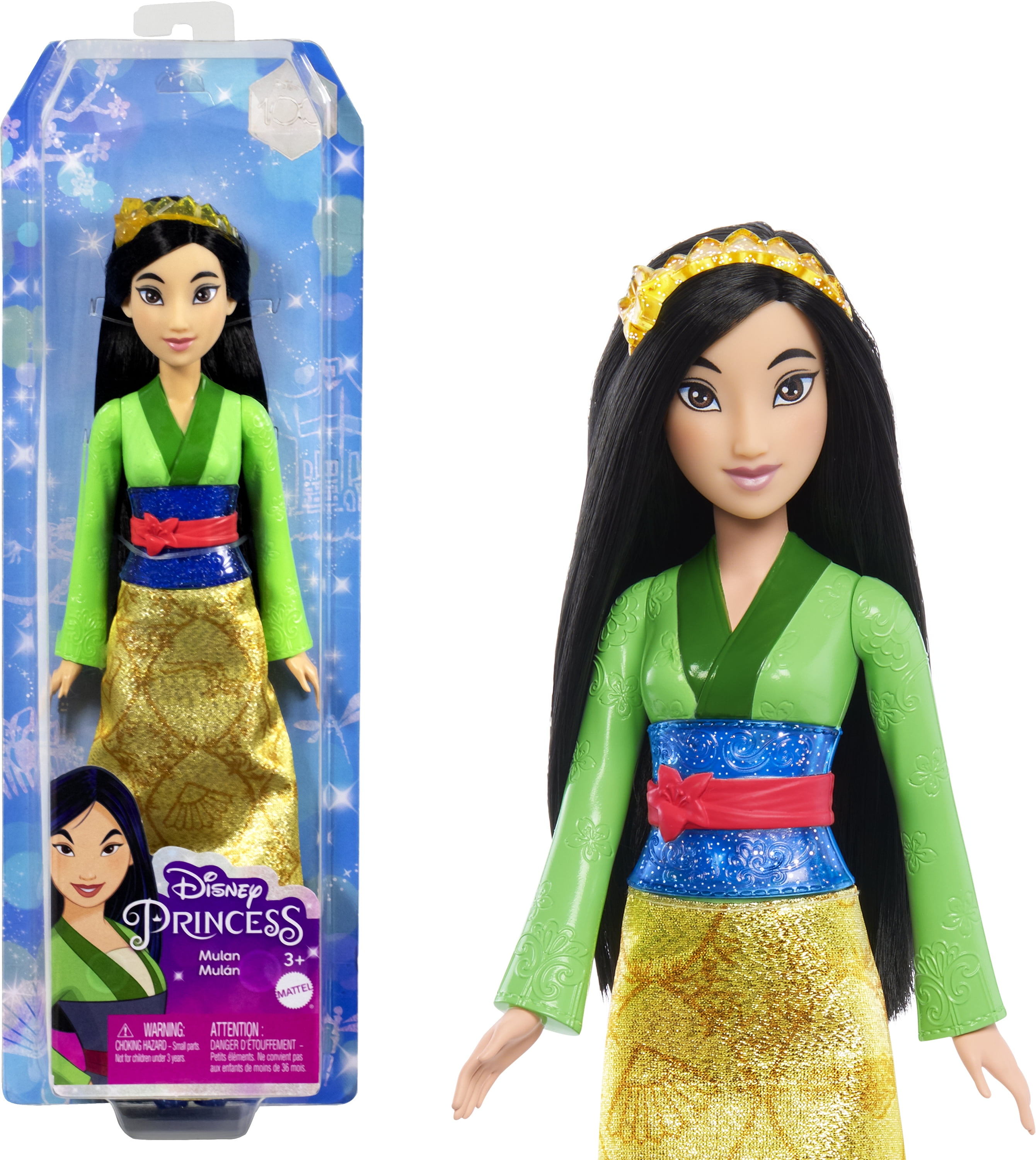 Disney Princess Mulan 11 inch Fashion Doll with Black Hair, Brown Eyes & Hair Accessory, Sparkling Look Disney Princess