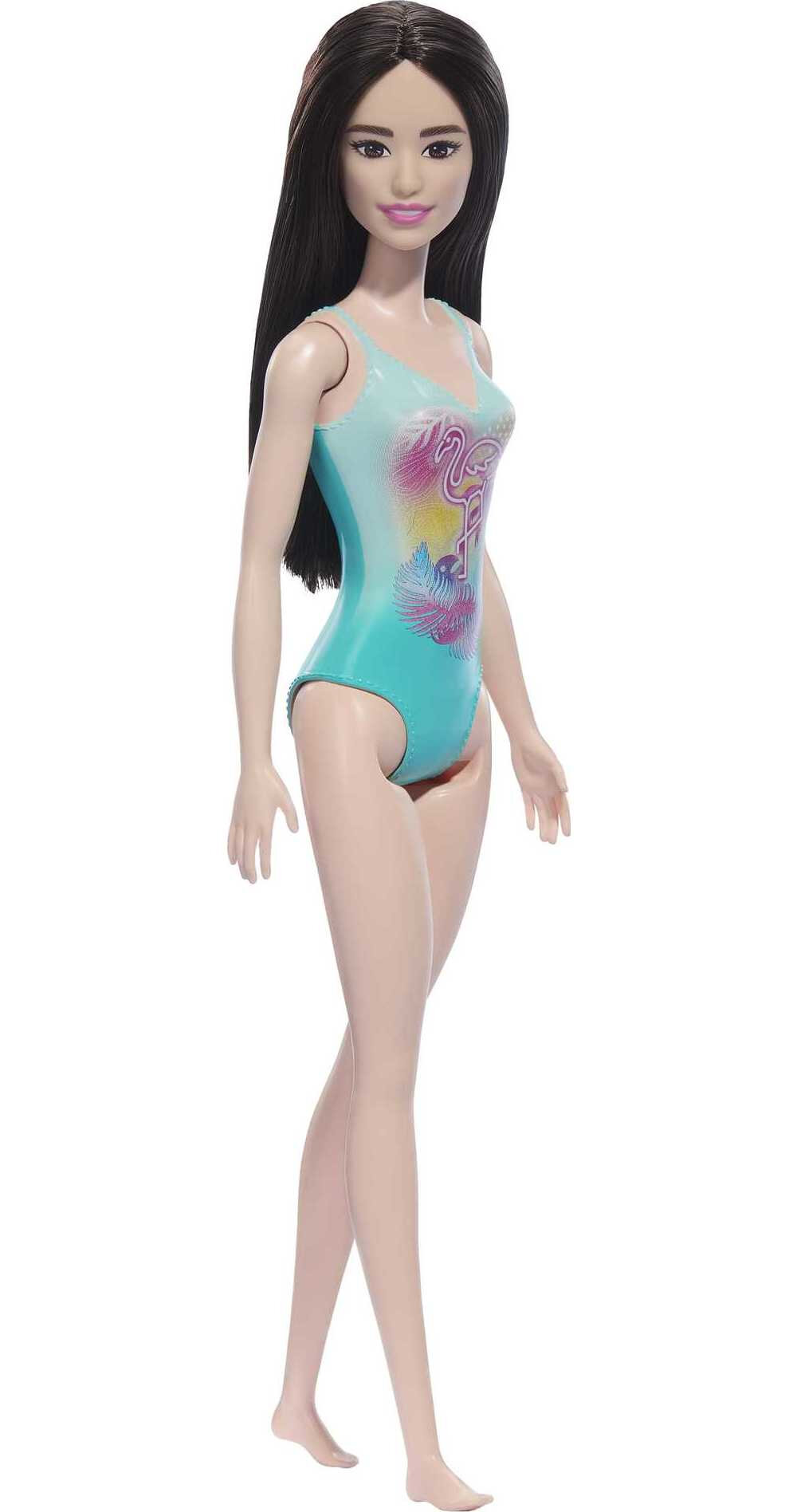 Beach Barbie Doll with Black Hair Wearing Tropical Blue Swimsuit Visit the Barbie Store