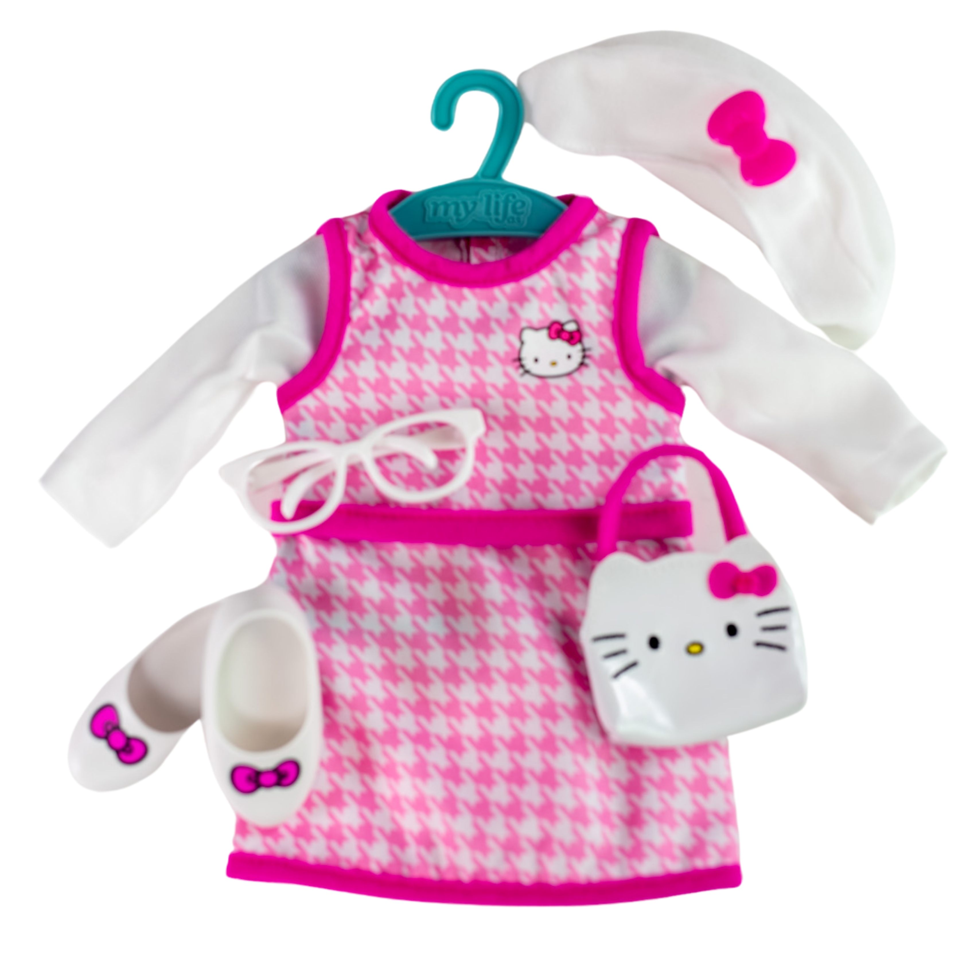 My Life As Hello Kitty Houndstooth Fashion Set for 18" Dolls, 50th Anniversary, 6 Pieces, Multicolor My Life as