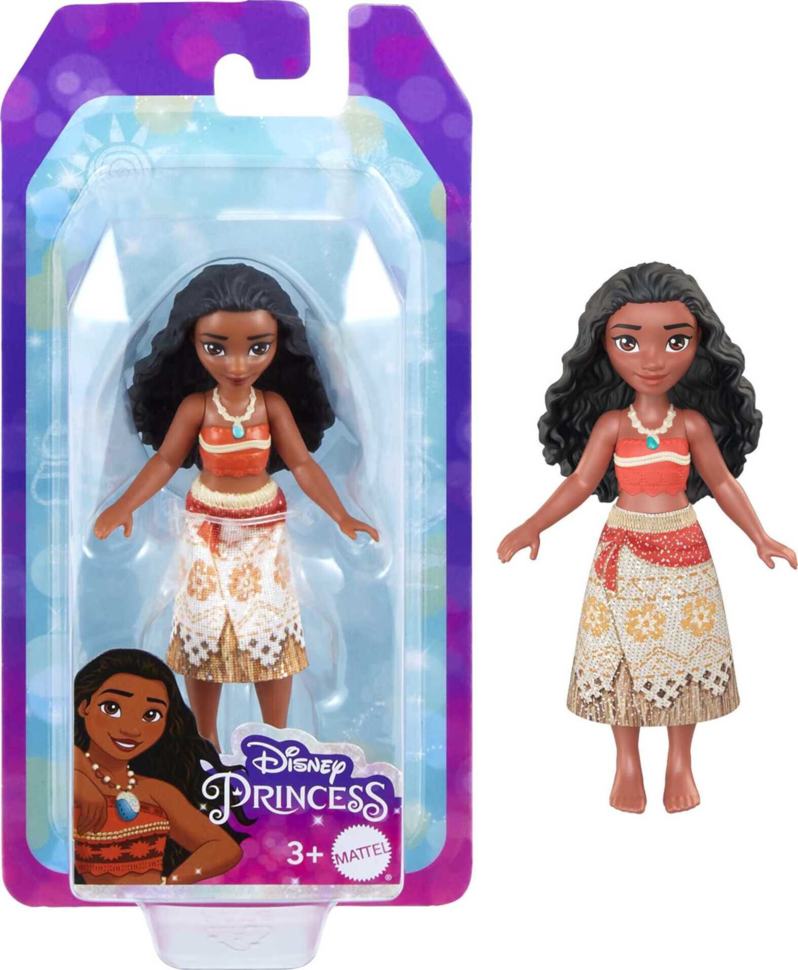 Disney Princess Moana Small Doll, Brown Hair & Brown Eyes, Signature 2-Piece Look Disney Princess