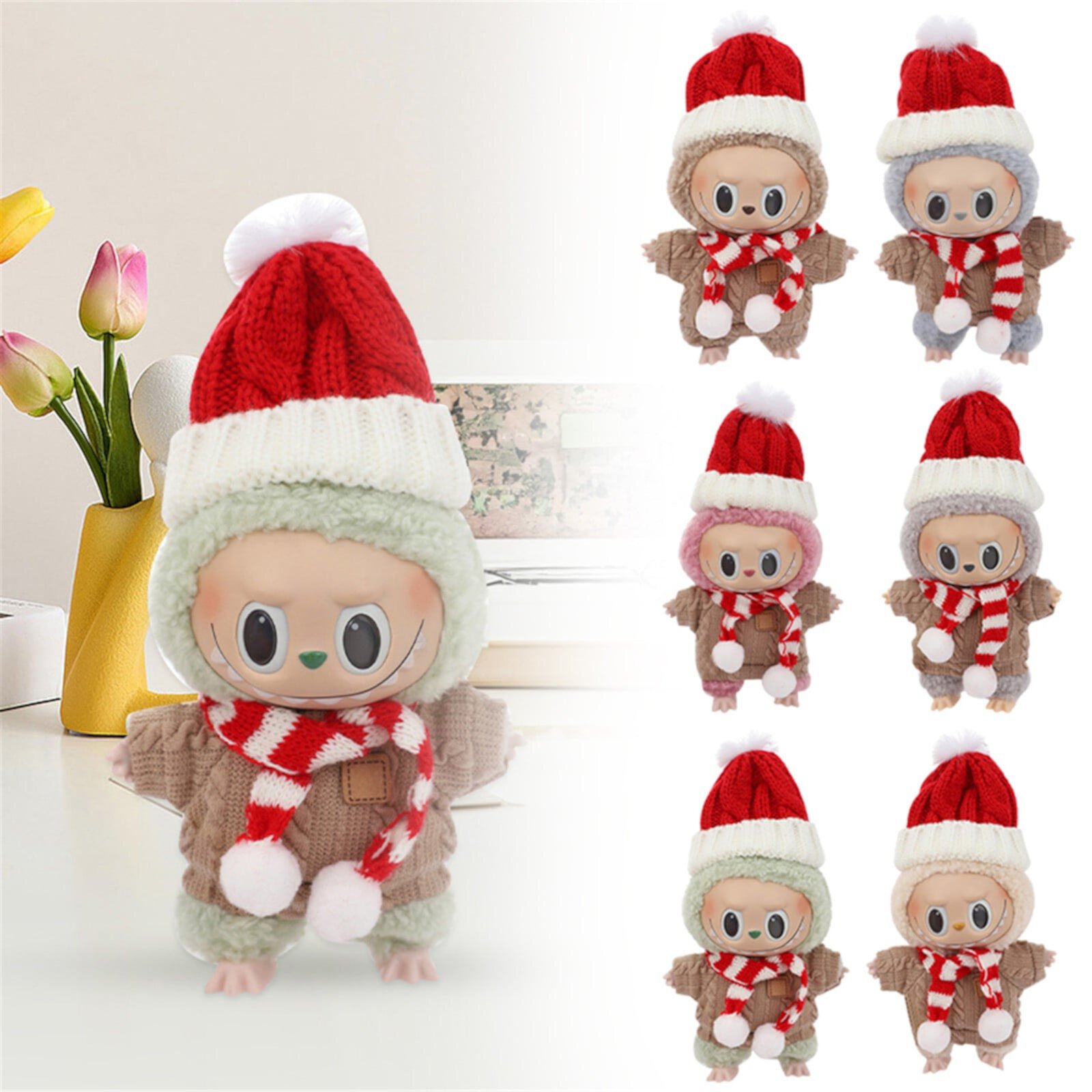 Pop Mart Labubu Christmas Series Soft Plush Doll Keychain, Knit Plush Toy with White Costume, Beloved Collectible Toy for Kids & Fans Of All Ages Christmas Toys for Modern Home Decor（1Pc） Yinmgmhj