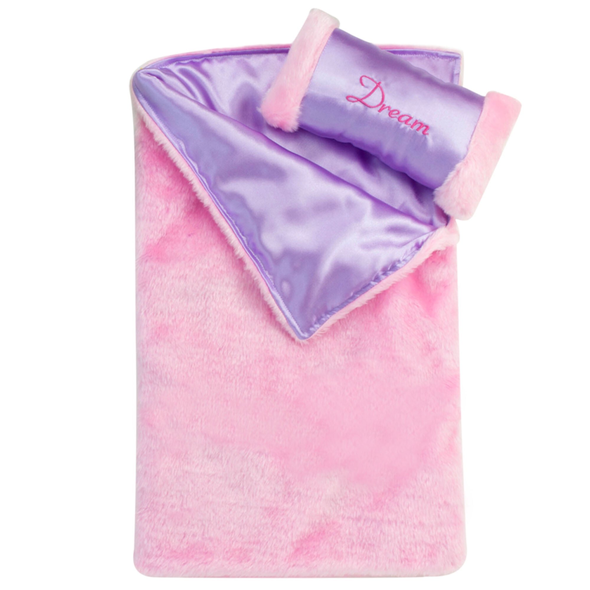 Sophia’s Fur/Satin Sleeping Bag and Pillow for 18" Dolls, Pink/Purple Sophia's