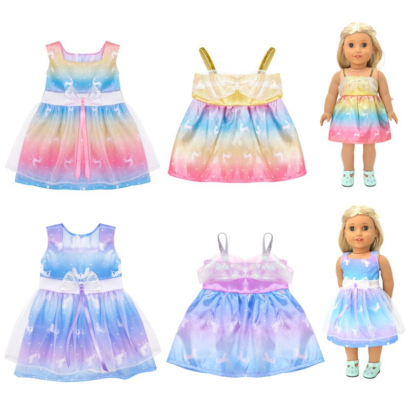 sixwipe 4 Pack Baby Doll Clothes, 10inch Doll Clothes Outfits Unicorn Style Dress,  Suitable for 35-43 cm New Born Baby Dolls Sixwipe