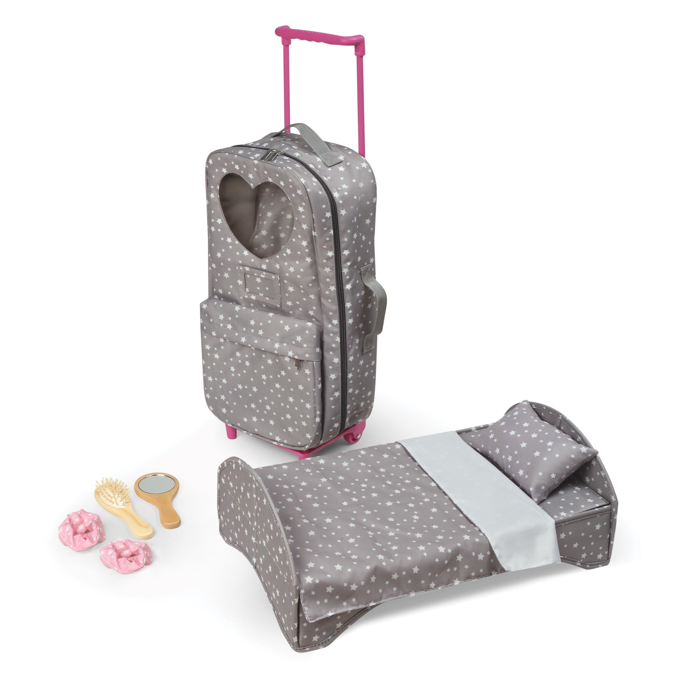 Badger Basket Doll Trolley Travel Carrier with Bed for 18 inch Dolls - Gray/Stars Badger Basket