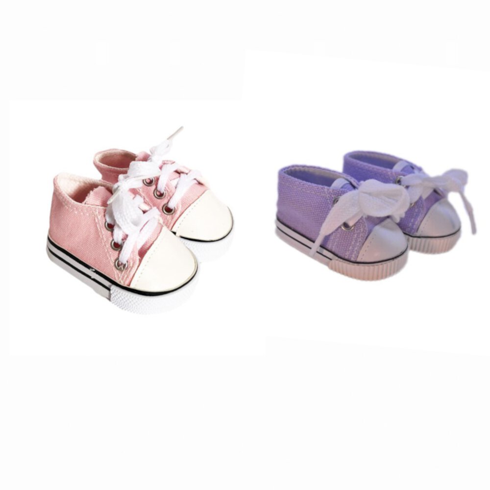 18 Inch Doll Shoes-2 Pack- Pink and Purple Canvas Tennis Shoes Fits 18 Inch Girl and Boy Dolls My Brittany's