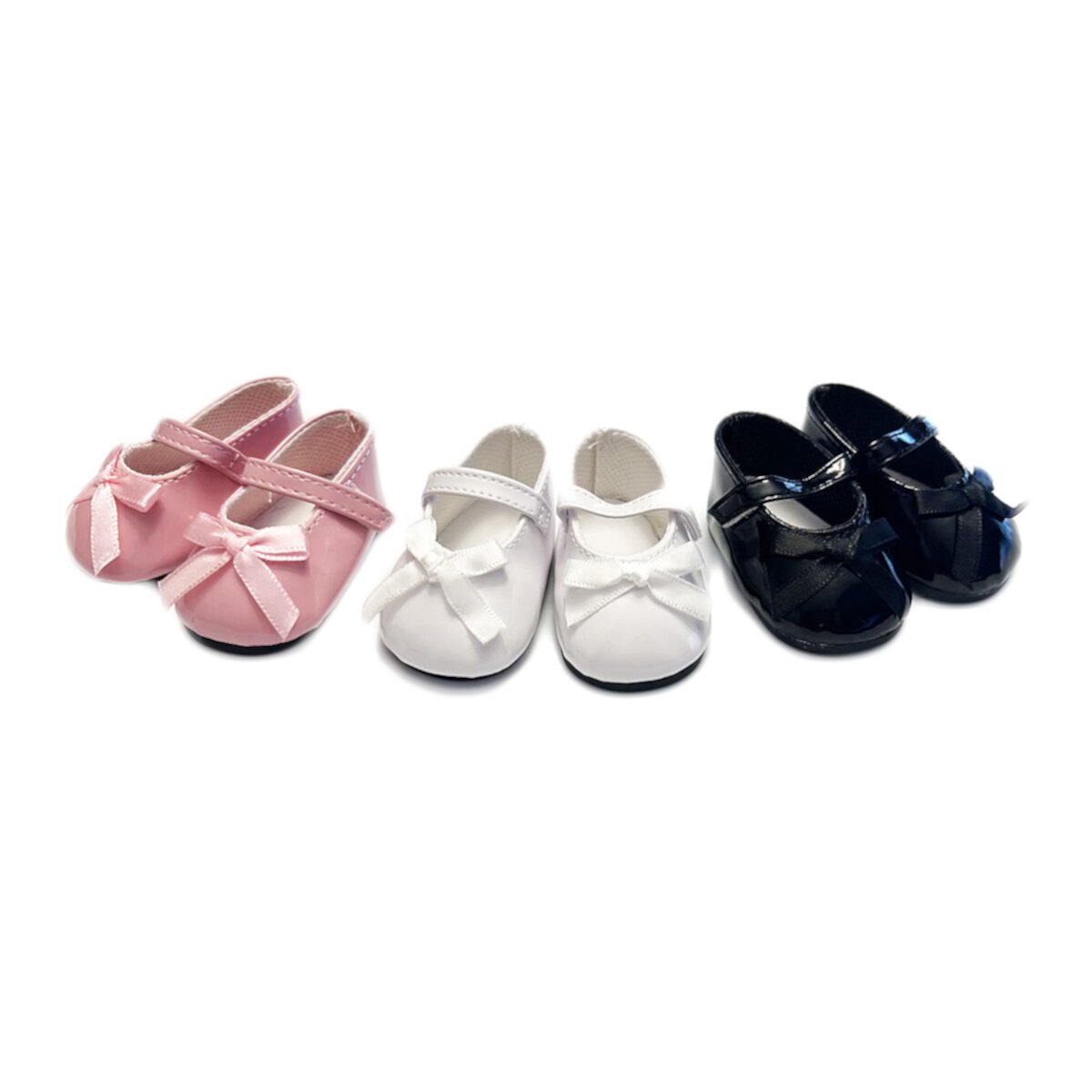 18 Inch Doll Shoes- 3 Pairs of Mary Jane Shoes Fits Both 18 Inch Girl Dolls-Parisian Set- White-Pink-Black My Brittany's