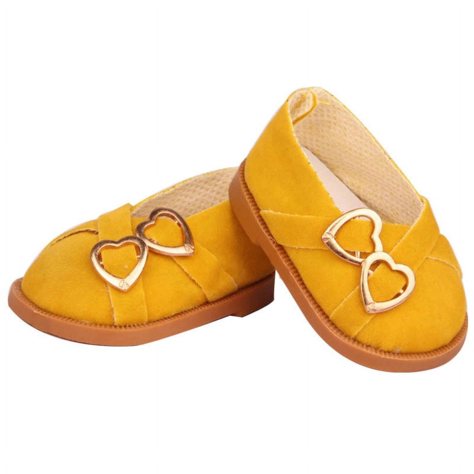 Mustard Double Heart Shoes Fits 18 Inch Dolls My Brittany's