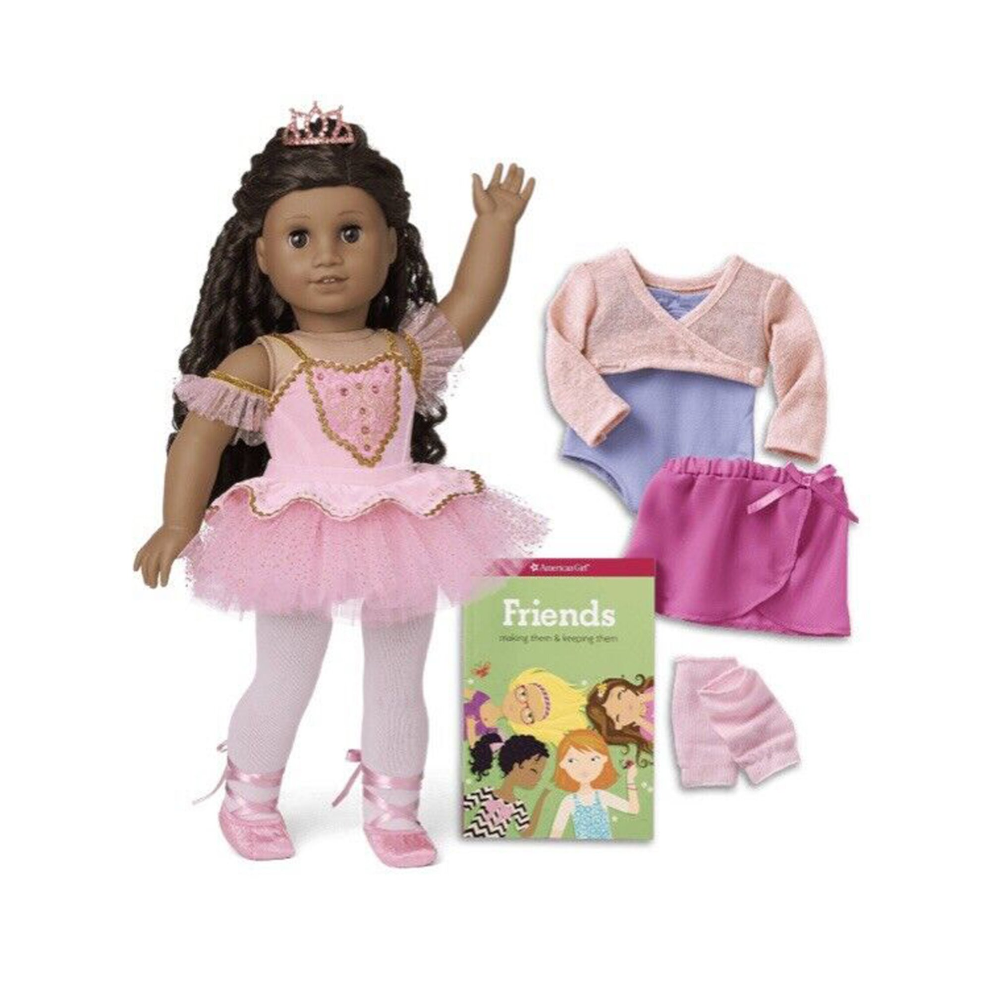 American Girl Conjunto de Muñeca y Atuendo de Bailarina Brillante Piel Oscura, Cabello Negro, Verdaderamente Yo 18" American Girl