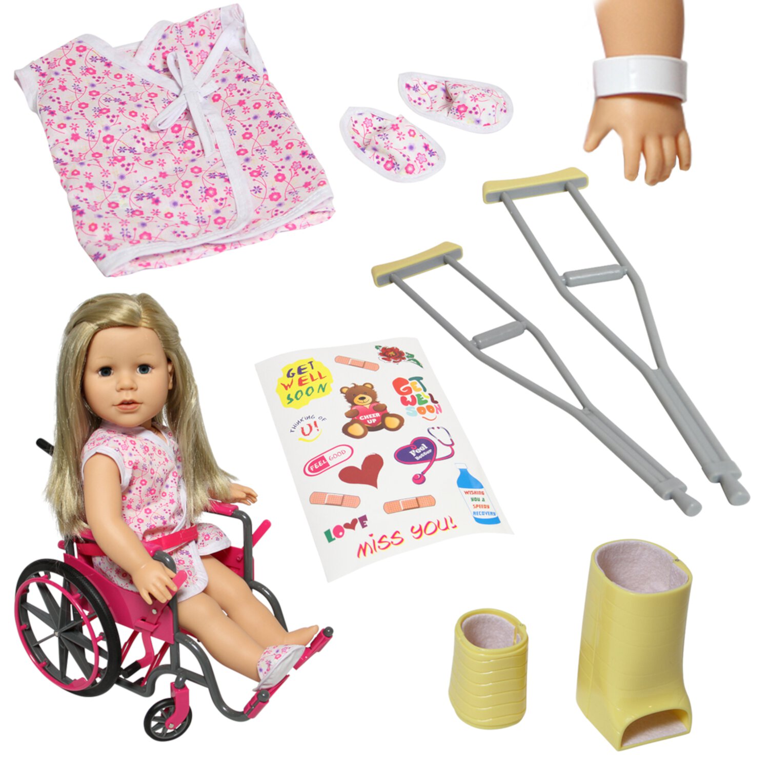 Doll Wheelchair Set With Accessories For 18 Inch Dolls Like American Girl Dolls + Bonus Accessories The New York Doll Collection