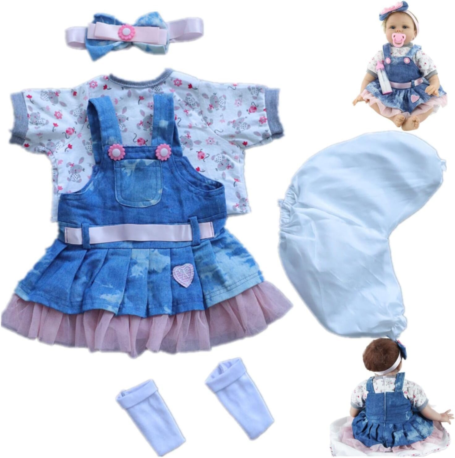 Reborn Baby Dolls Clothes for 17-22 Inch Newborn Baby Doll Girl, Baby Doll Clothes Outfit Accessories fit 17-22 Inch Baby Doll Girl (Red Skirt) Binlechuang