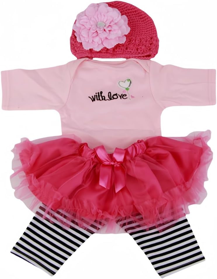 Reborn Baby Dolls Clothes for 17-22 Inch Newborn Baby Doll Girl, Baby Doll Clothes Outfit Accessories fit 17-22 Inch Baby Doll Girl (Red Skirt) Binlechuang