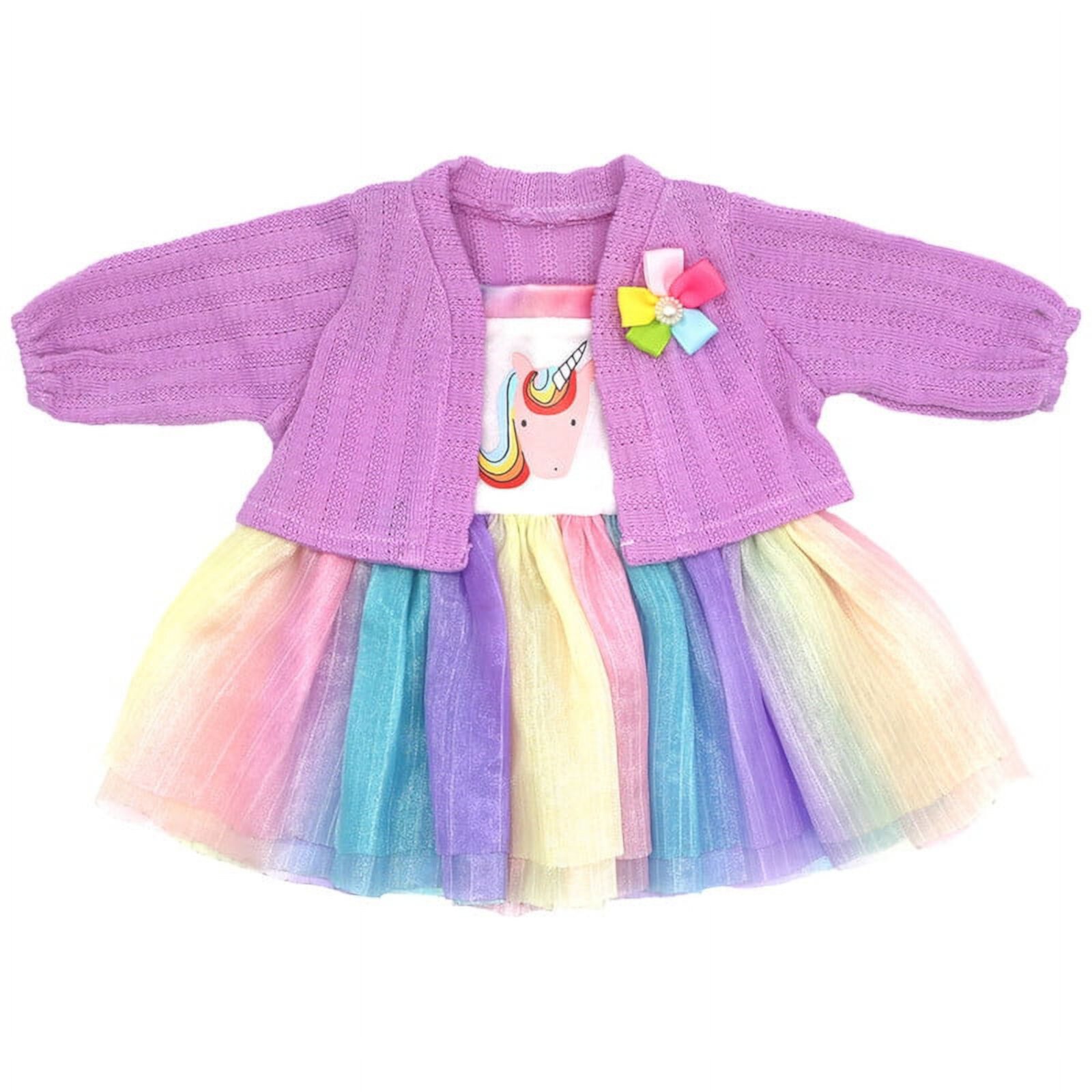 18 inch Baby Doll Clothing Toys for Girls, Doll Party Gown Girls Gift,Rainbow Fluffy Skirt Doll Clothing Cosdoll