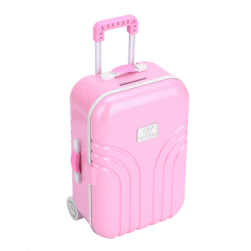 Mavis Laven Doll Suitcase Children Toy Accessory Cute Plastic Rolling Suitcase Mini Luggage Box Pink Ccdes