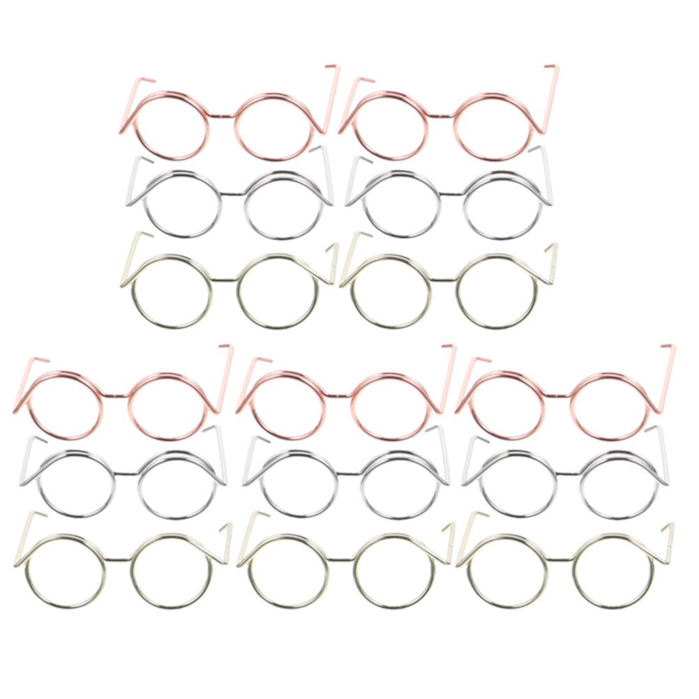 NUOLUX 15Pcs Doll Glasses Metal Wire Rim Door Eyewear Doll Dress Up Eyeglasses Frames NUOLUX