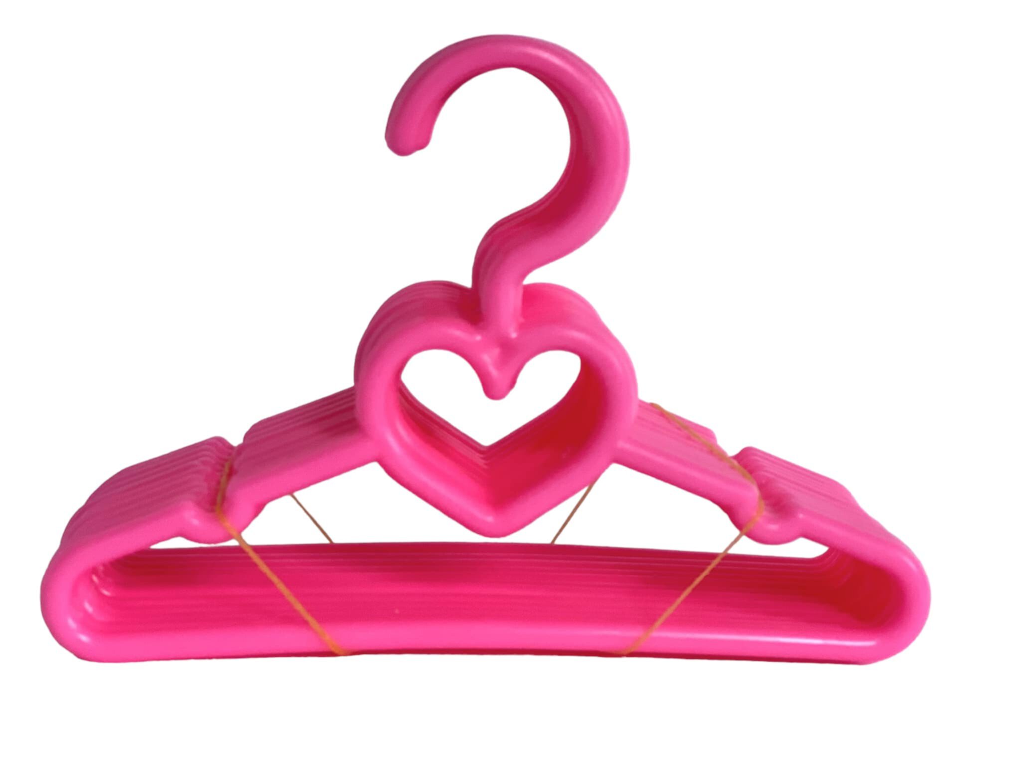 12 - 5.5 Inch Pink Heart Hangers For 12-14 Inch Doll Clothes- Also Fits 18 Inch Doll Clothes My Brittany's