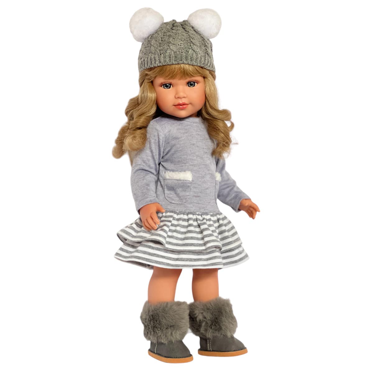 Ropa de Muñeca de 18 Pulgadas: Vestido de Suéter Gris de Invierno con Sombrero para Muñecas Kennedy y Amigos de 18 Pulgadas y Todas las Otras Muñecas de 18 Pulgadas, Botas No Incluidas My Brittany's