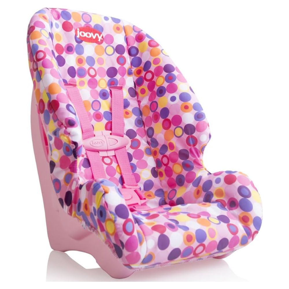 joovy Toy Booster Seat Featuring Crash-Tested Latch System, Fits Dolls 12” to 22”, Pink Dot Joovy