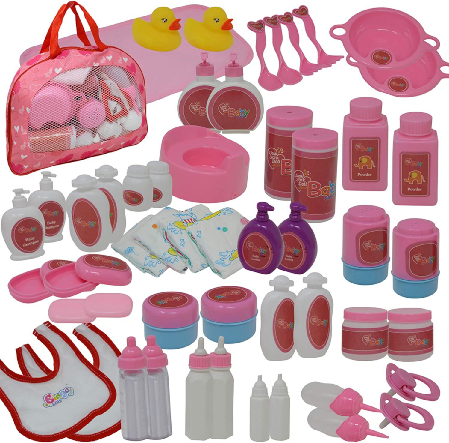 The New York Doll Collection Baby Feeding & Caring Doll Accessories, 50 Pieces The New York Doll Collection