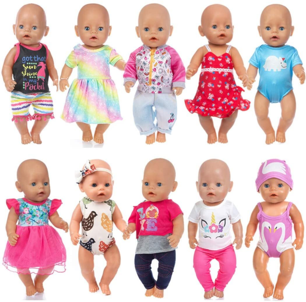 10set Doll Clothes Accessories for 14-16 inch Dolls,43cm New Born Baby Dolls,15 inch Dolls (No Doll) Ebuddy