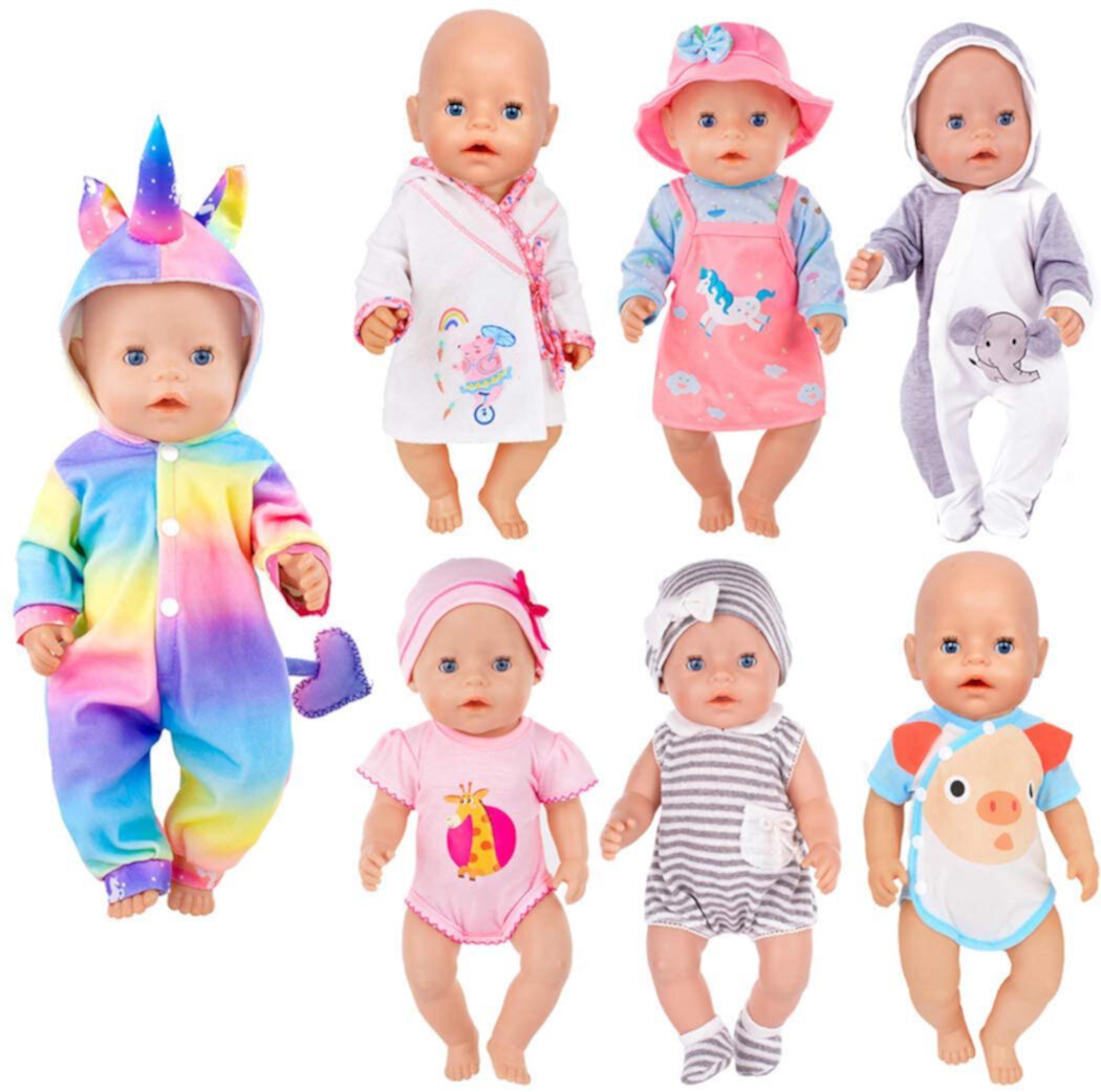 7 Sets 14-16 inch Doll Clothes Accessories Play Set for 43cm New Born Baby Dolls, 15 inch Dolls (No Doll) Ebuddy