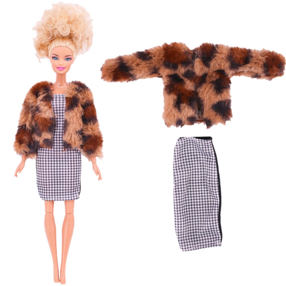 Barbies Doll Clothes 2PcsPlush Coat Jacket+ Dress Skirt/ Pants Clothing For Barbie Doll Clothes Doll Accessories Girl`s Toy Visit the Barbie Store