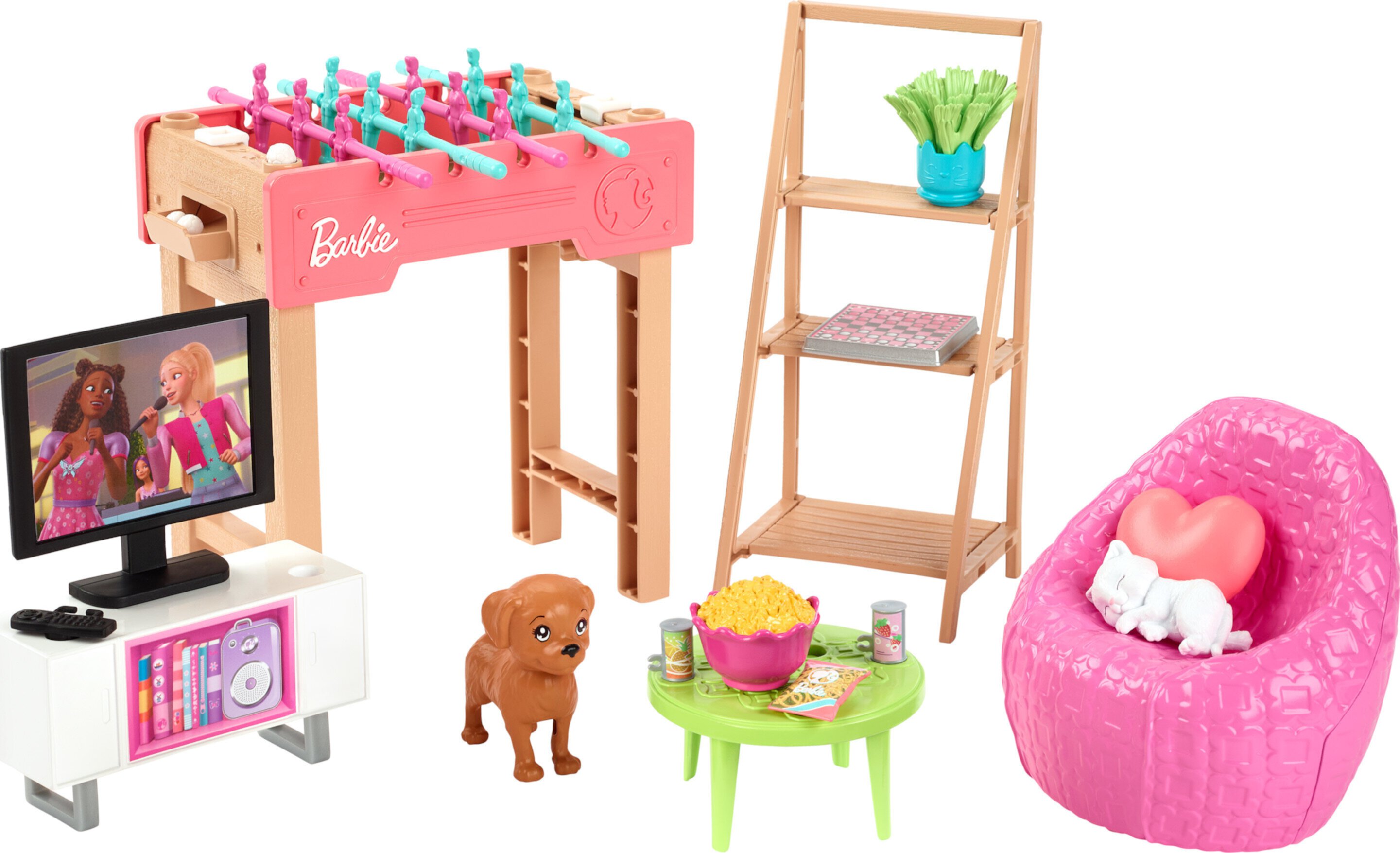 Barbie World Game Room Set with 19 Dollhouse Accessories Including Furniture, Foosball Table & Pets Visit the Barbie Store