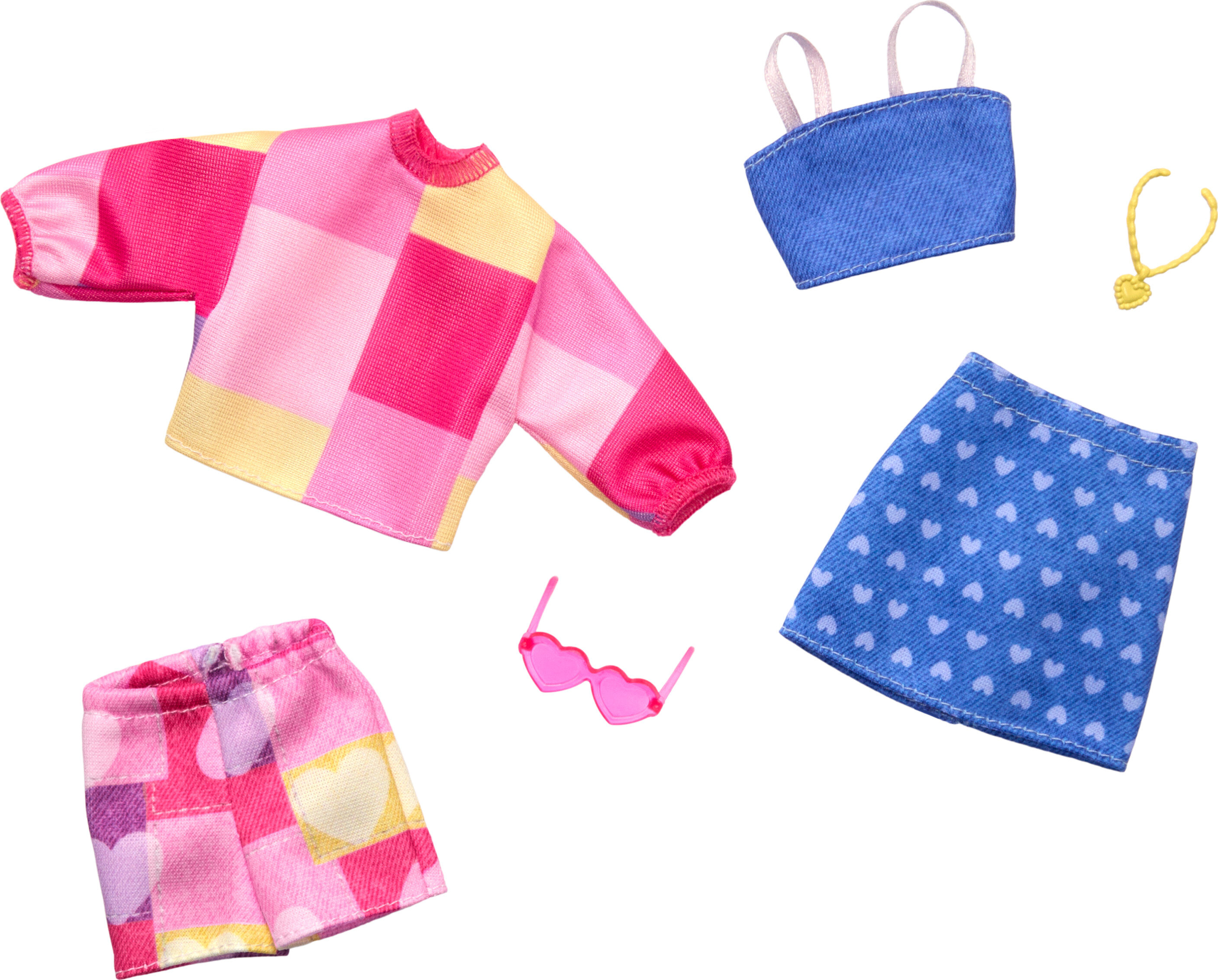 Barbie Doll Clothing, Fashion and Accessory 2-Pack featuring Pink & Blue Patterns (2 Outfits) Visit the Barbie Store