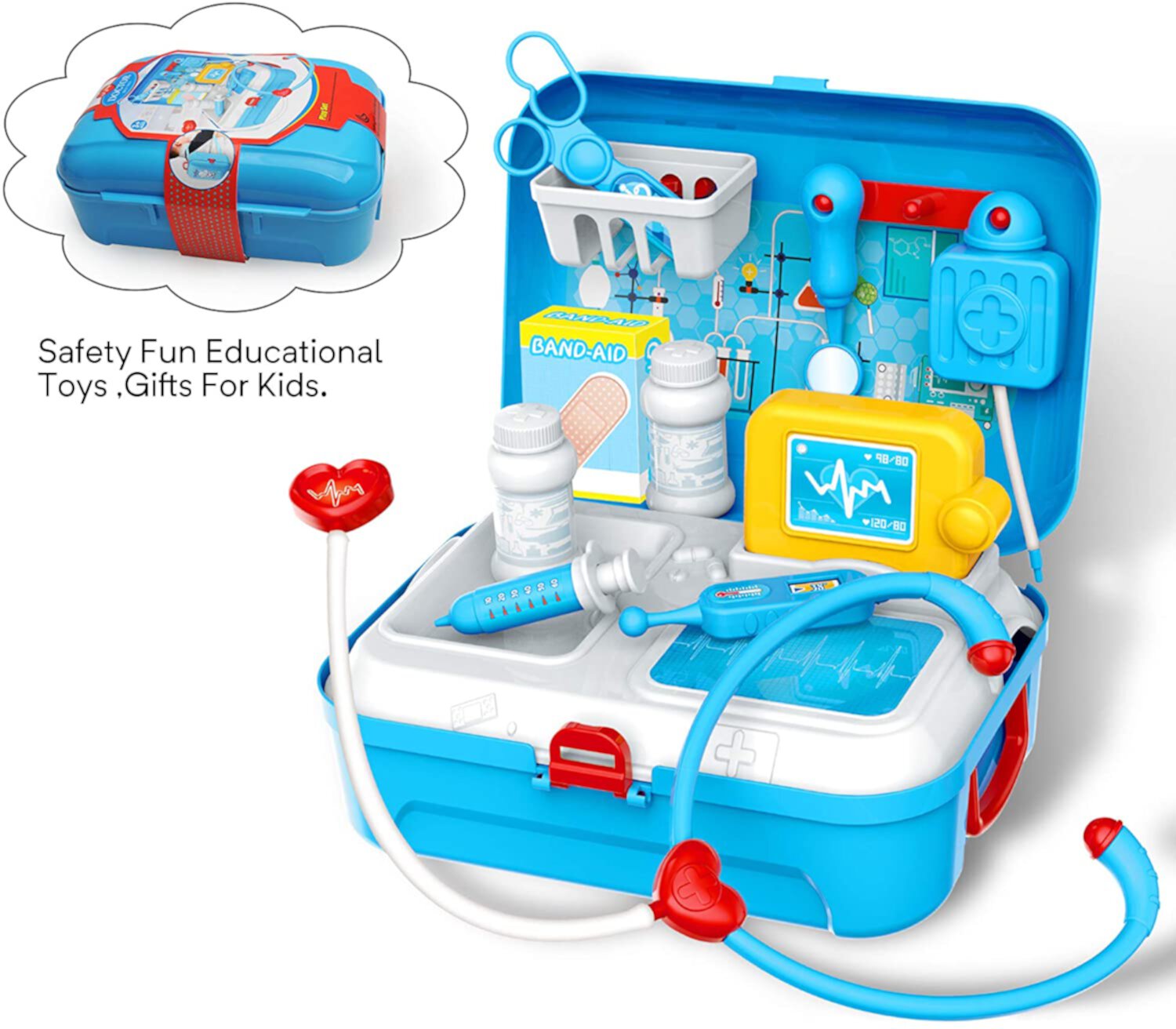 Realistic Pretend Kid Doctor Play Set, Pretend Medical Kit Toys for 3 4 5 Year Old Girls Boys Toddlers Children，17 pcs Doctor Kit for Kids, Gifts for 3 4 5 Year Old Boys Girls TiokMc