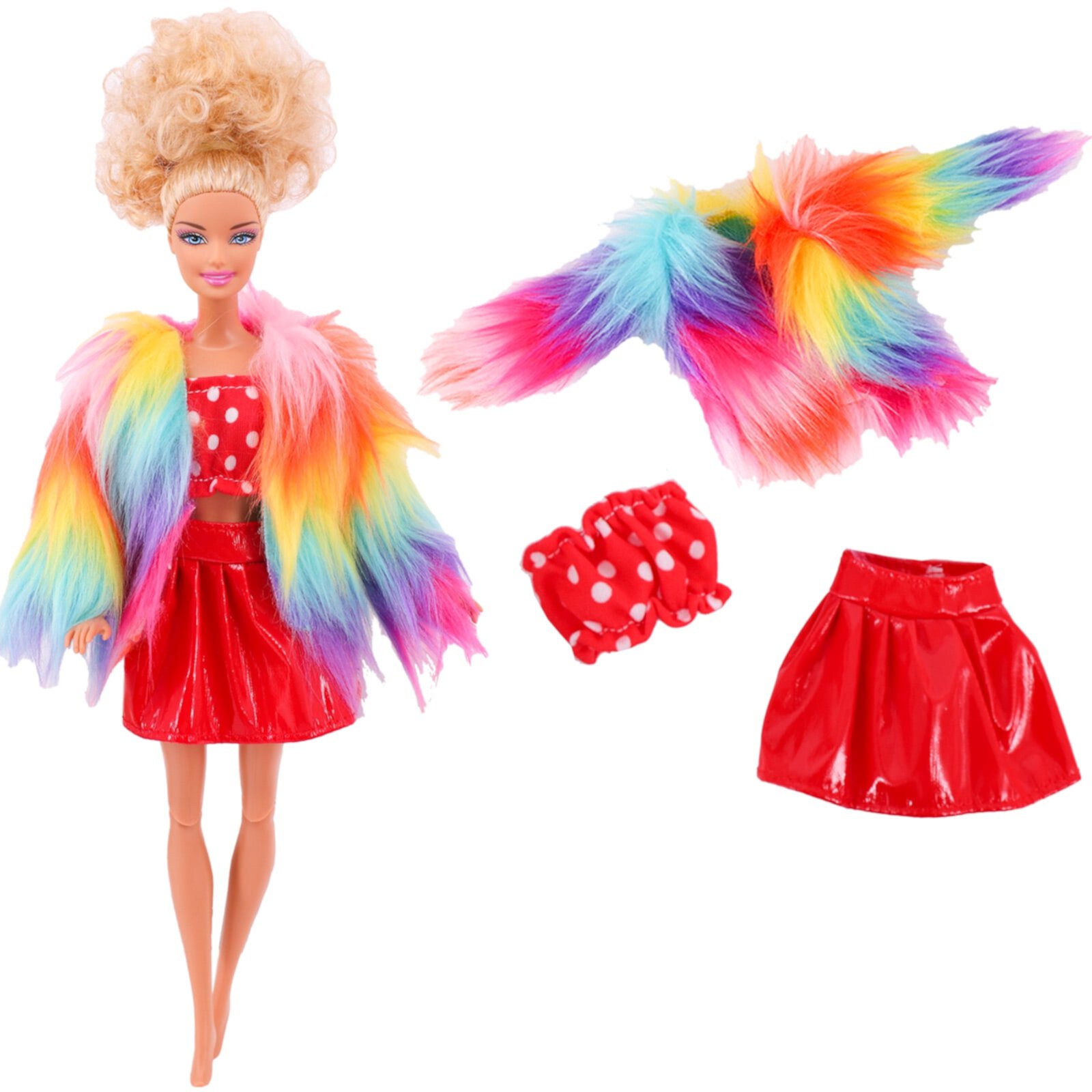 Barbies Doll Clothes 2PcsPlush Coat Jacket+ Dress Skirt/ Pants Clothing For Barbie Doll Clothes Doll Accessories Girl`s Toy Barbie