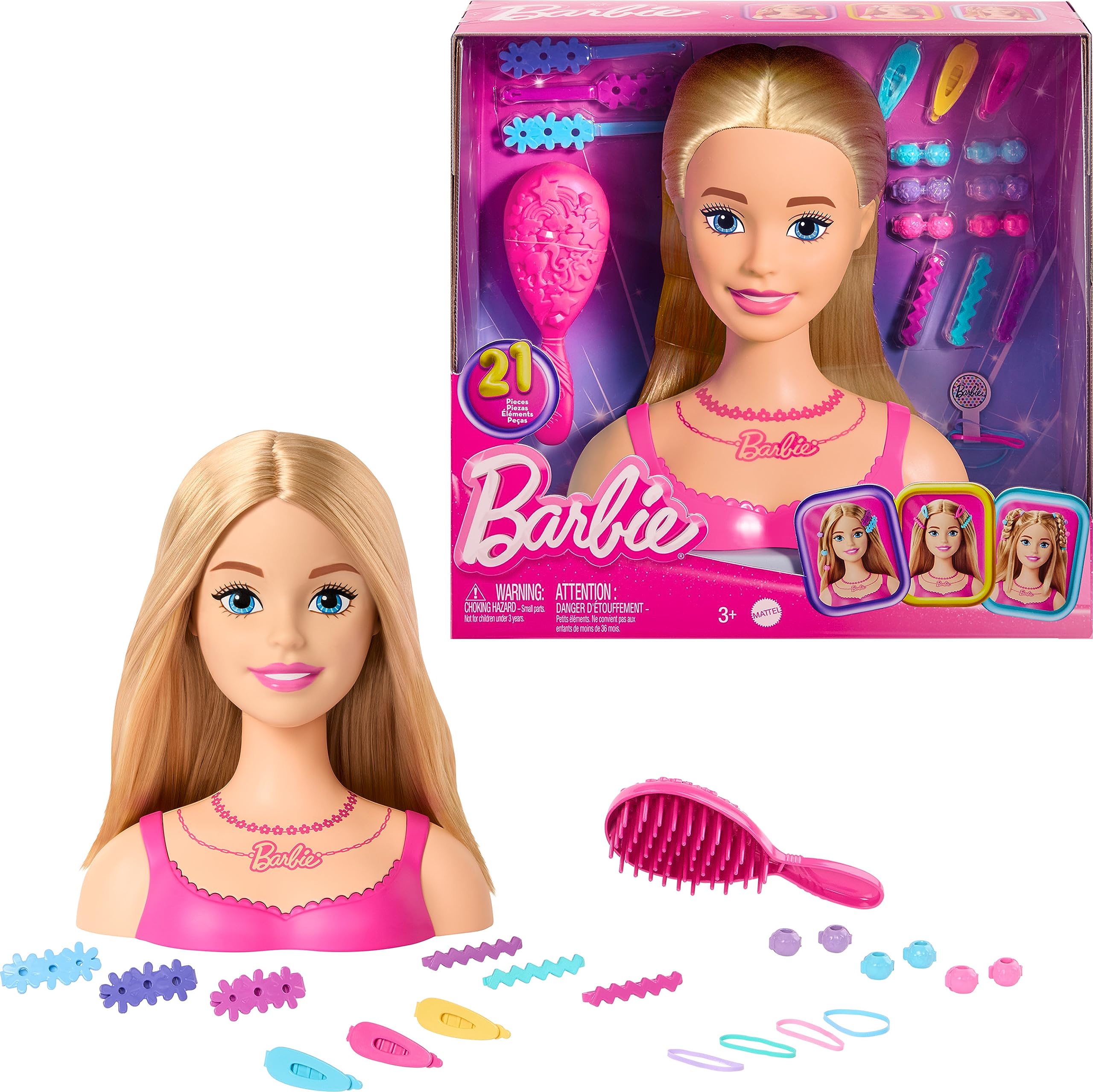 Barbie Doll Styling Head, Blond Hair with 20 Colorful Accessories, Doll Head for Hair Styling Visit the Barbie Store