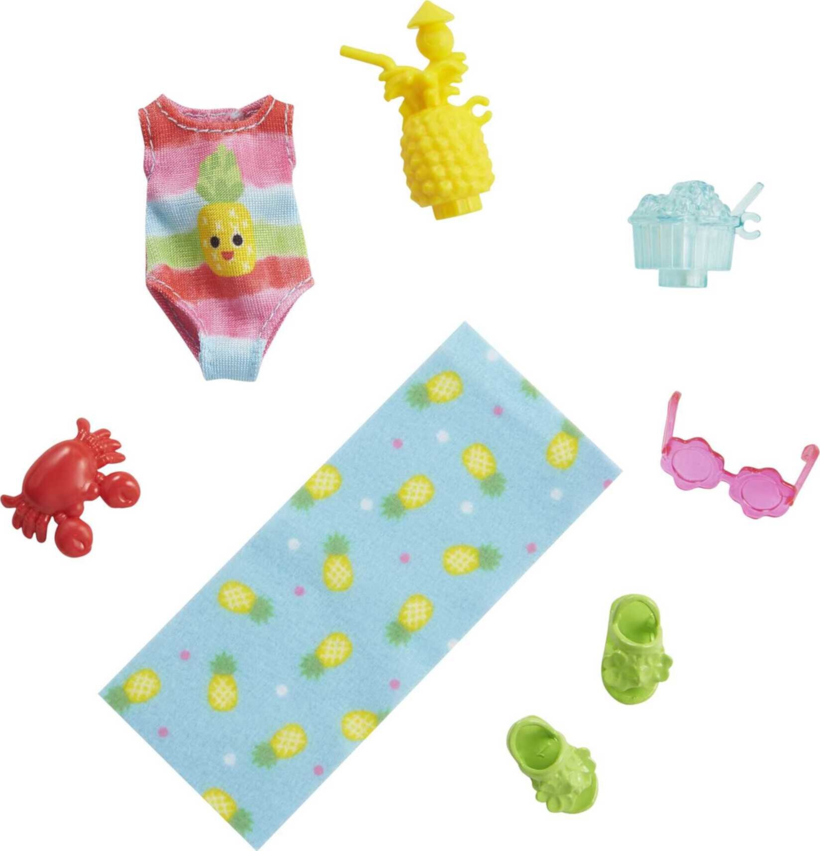 Barbie Chelsea Accessory Pack, Beach-Themed Accessories for Small Doll Featuring Pineapple Swimsuit Visit the Barbie Store