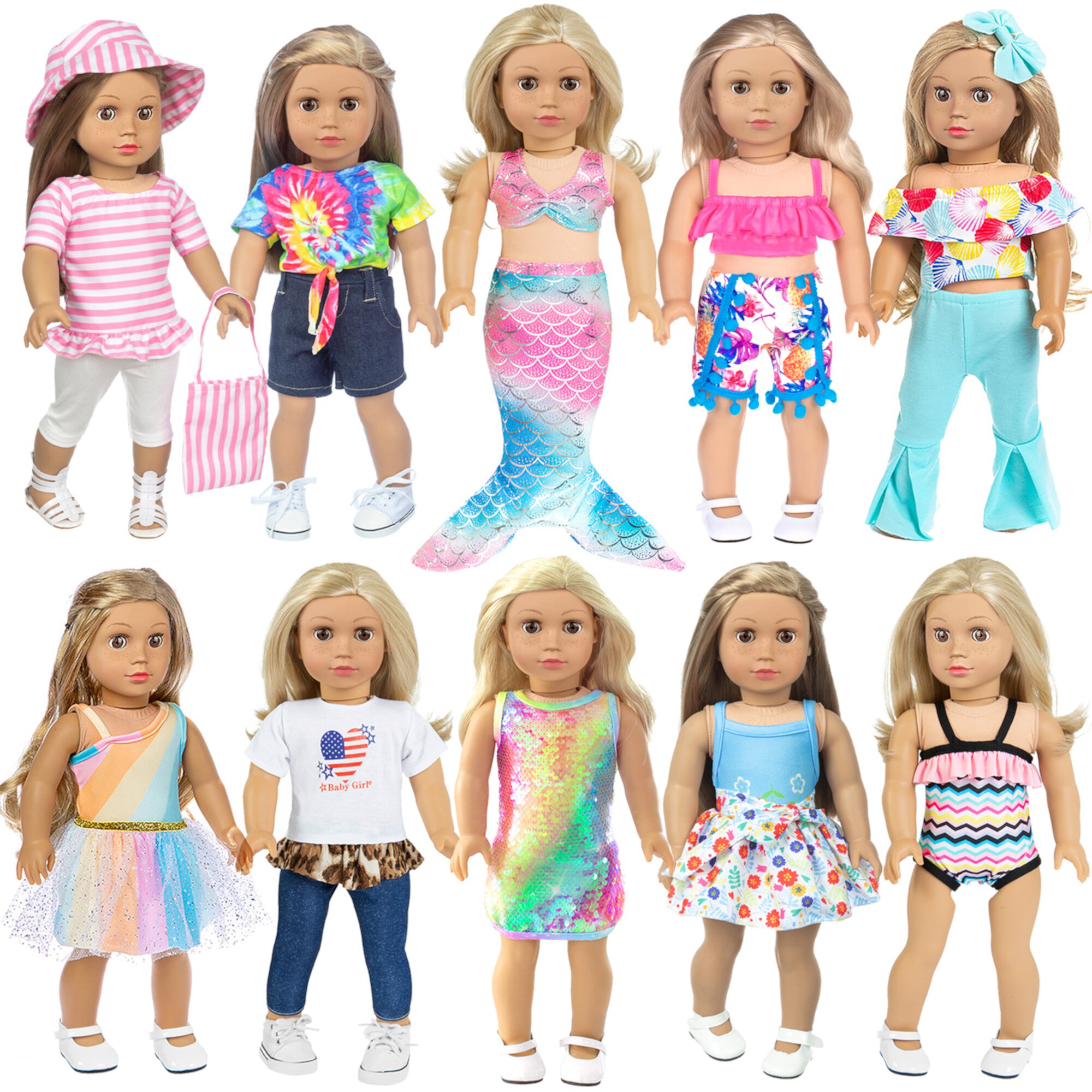 10 sets Various 18 inch Doll Clothes and Accessories as Present for American Girls Gift (No Doll) Ebuddy