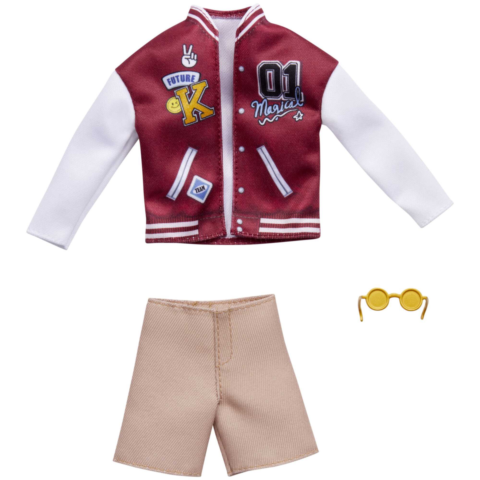 Barbie Clothes & Accessories, Fashion Set for Ken Doll with Varsity Jacket, Shorts & Sunglasses Visit the Barbie Store