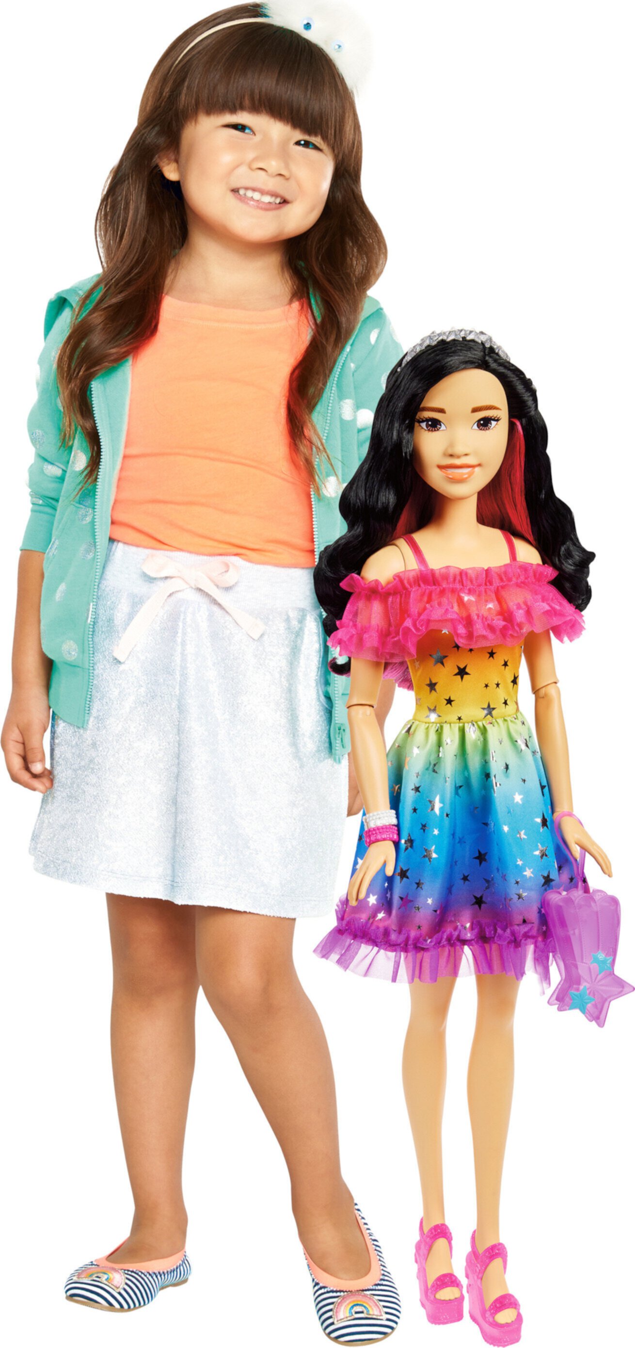 Large Barbie Doll, 28 Inches Tall, Black Hair and Rainbow Dress Visit the Barbie Store