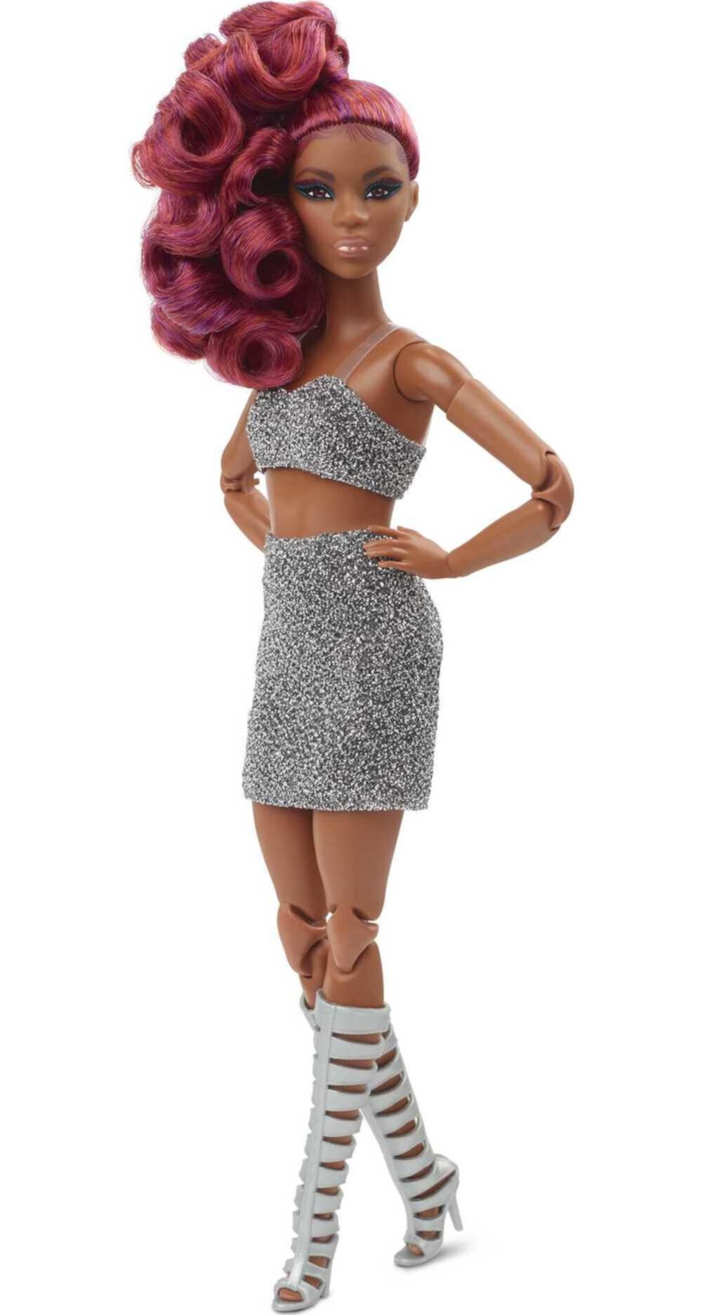 Barbie Looks Collectible Fashion Doll with Sparkly Silver Outfit & Magenta Curls Visit the Barbie Store