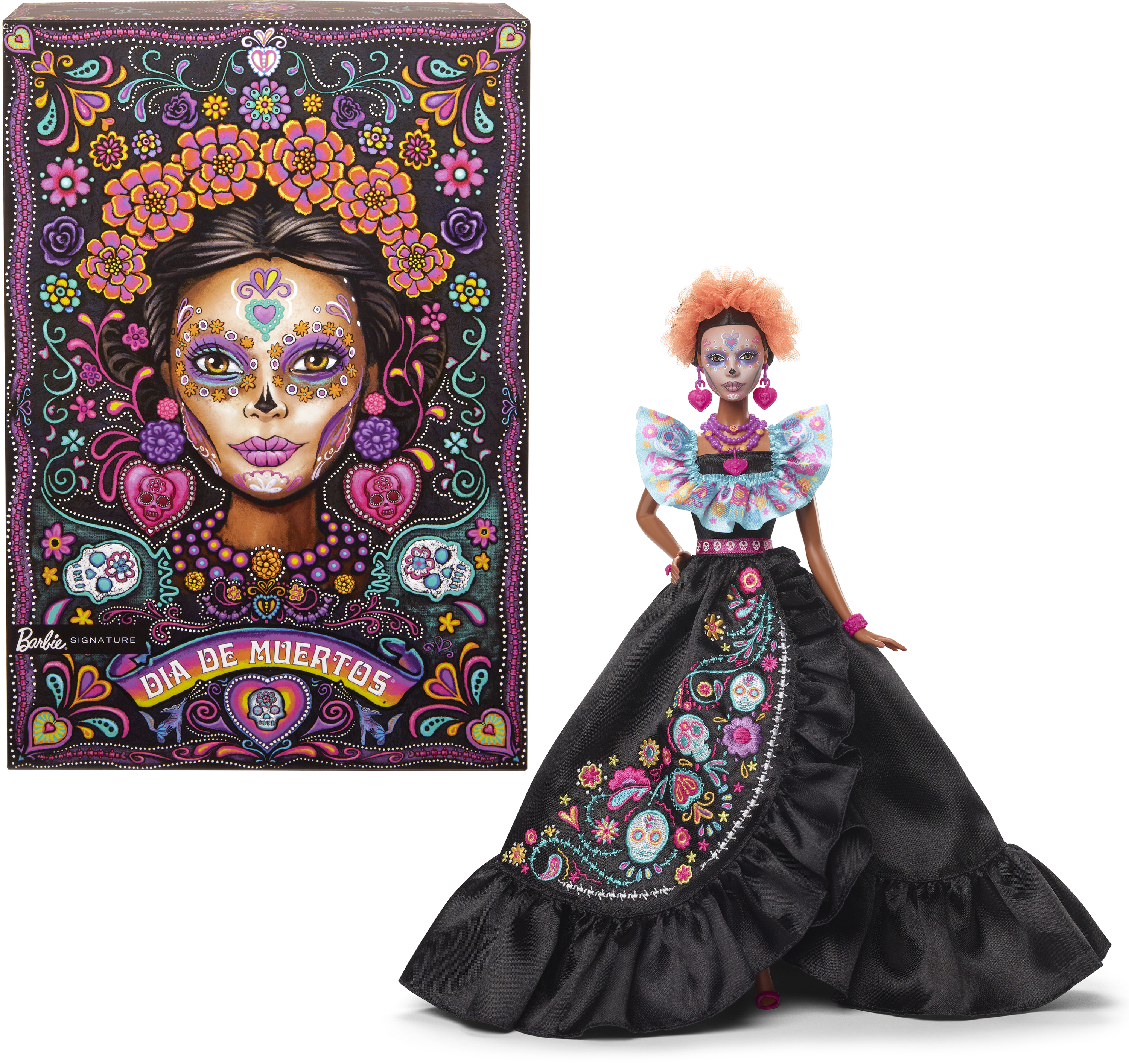 Barbie Signature Día De Muertos 2024 Collectible Doll in Ruffled Black Gown Visit the Barbie Store