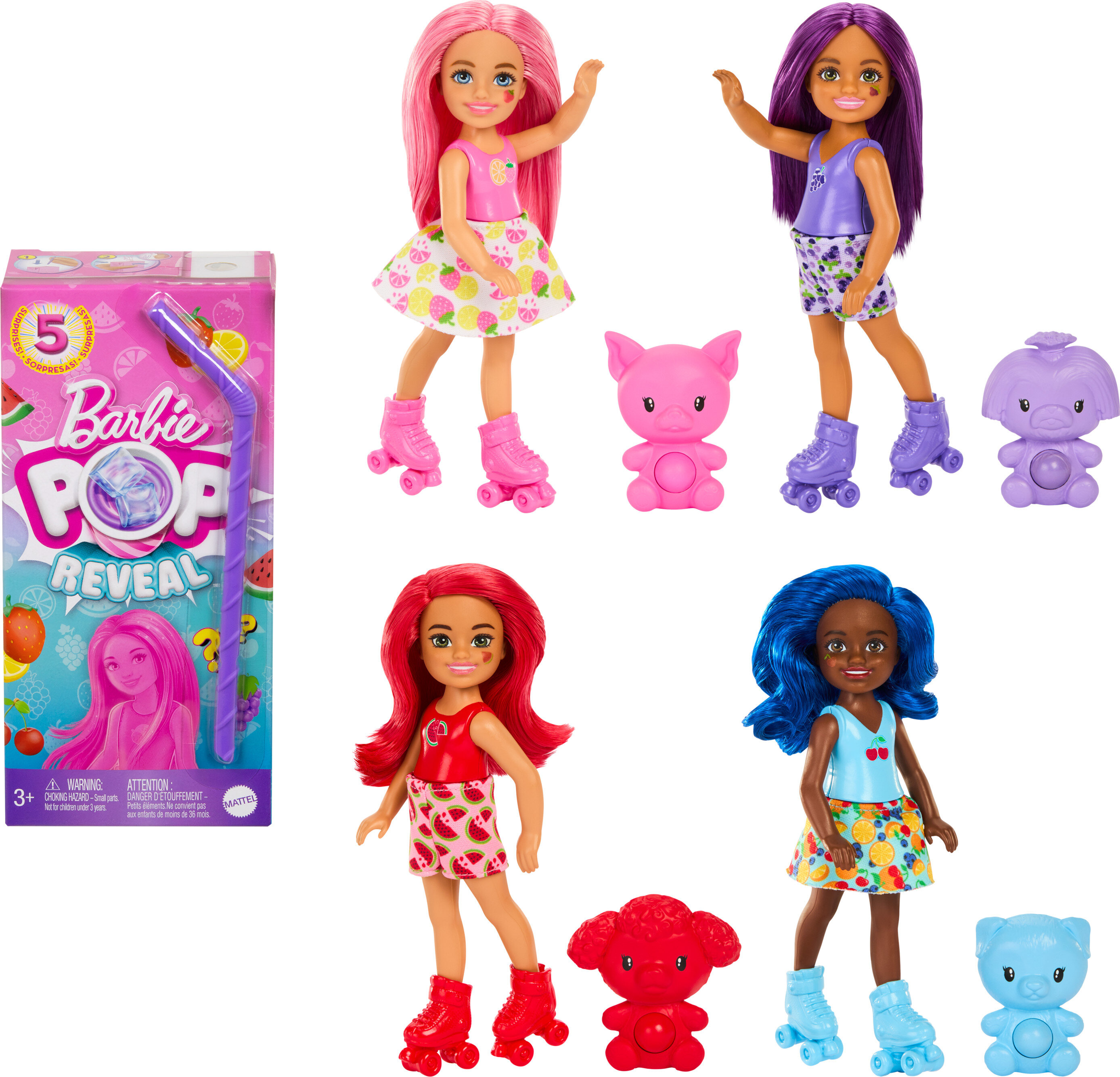 Barbie Pop Reveal Fruit Series Chelsea Doll with 5 Surprises Including Pop-It Pet, Scent & Color Change (Styles May Vary) Visit the Barbie Store