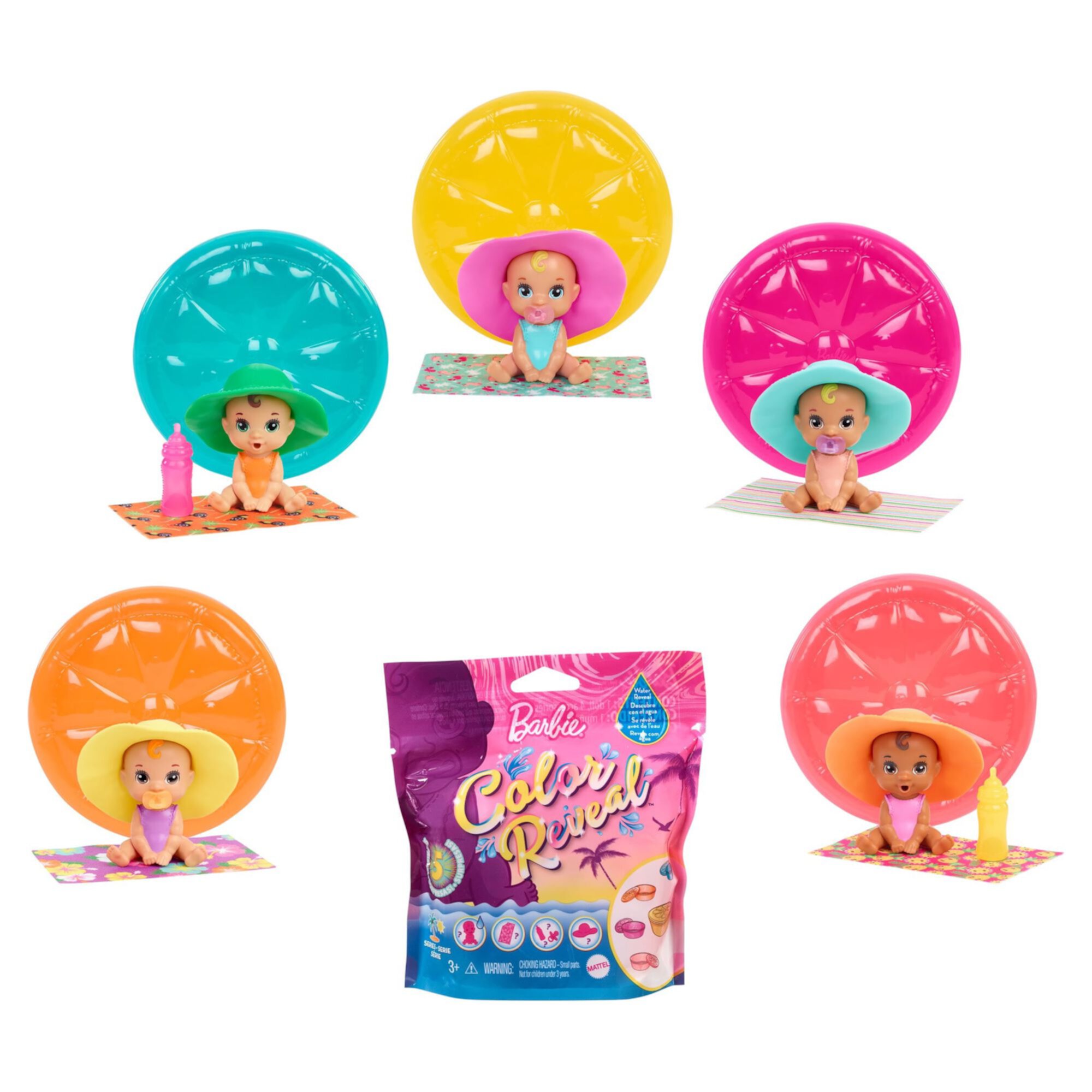 Barbie Color Reveal Baby Dolls With 5 Surprises, Sand & Sun Series Visit the Barbie Store