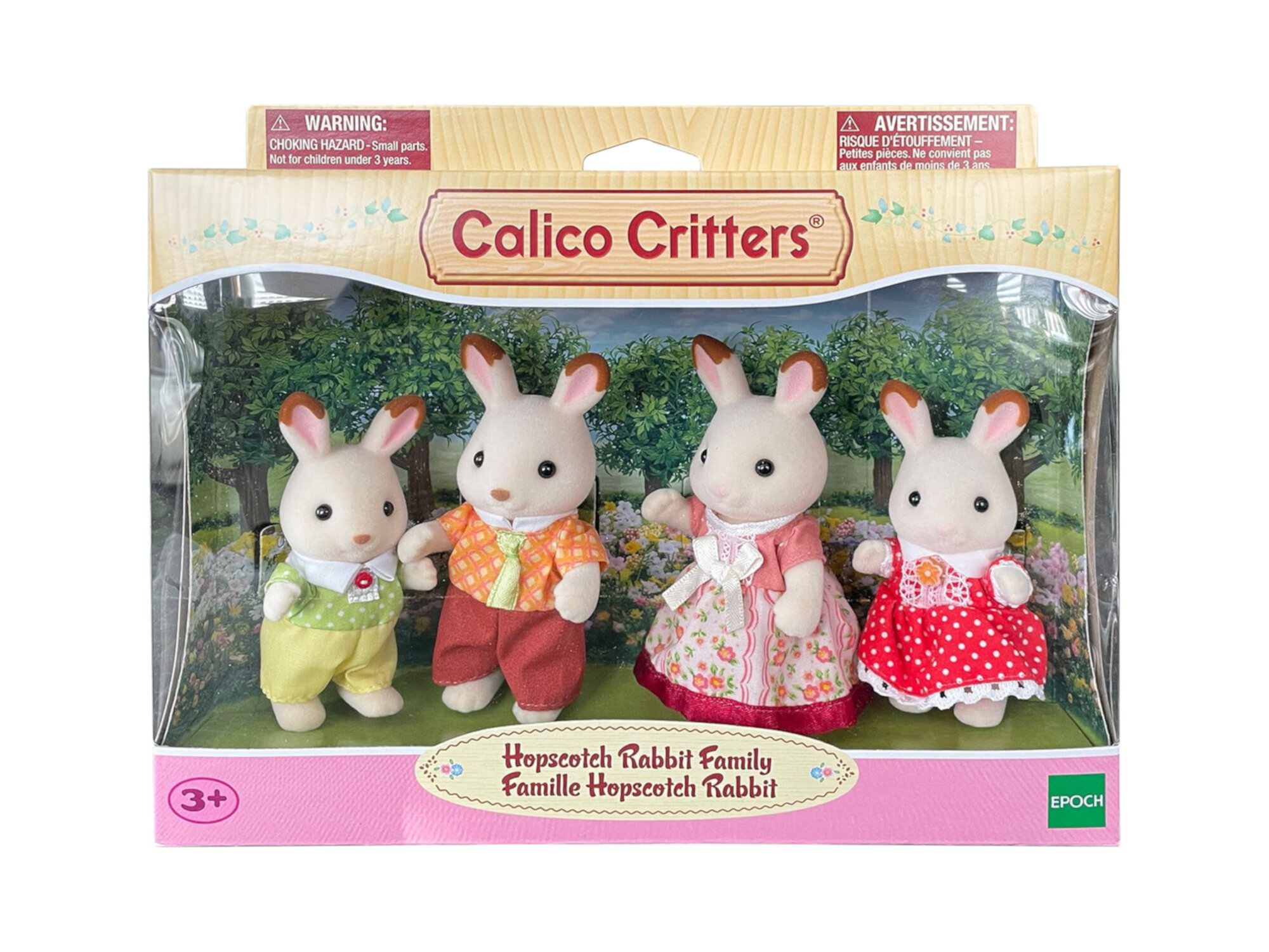 Calico Critters Hopscotch Rabbit Family, Set of 4 Collectible Doll Figures Calico Critters