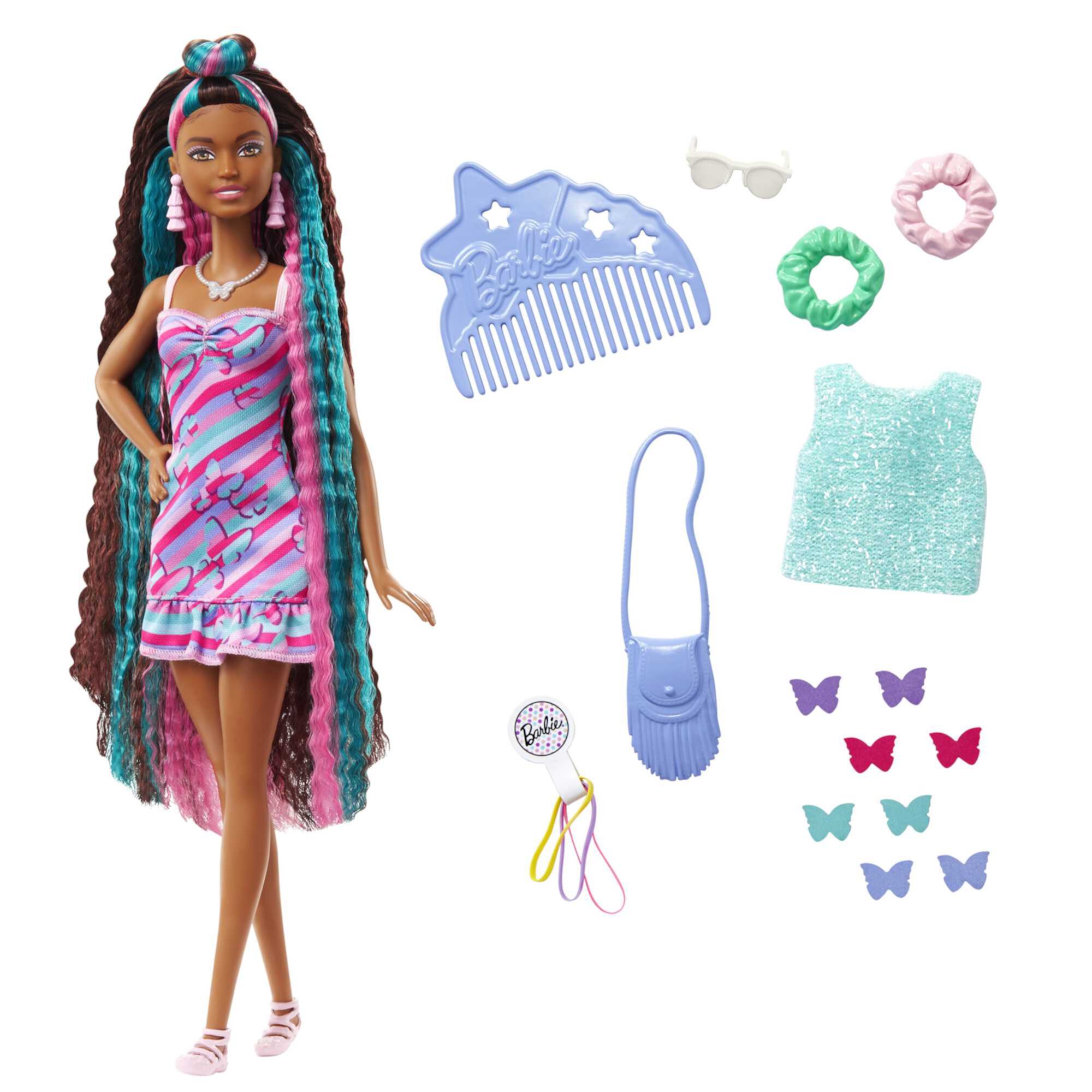 Barbie Totally Hair Fashion Doll with Butterfly Theme, Extra-Long Hair & 15 Styling Accessories Visit the Barbie Store