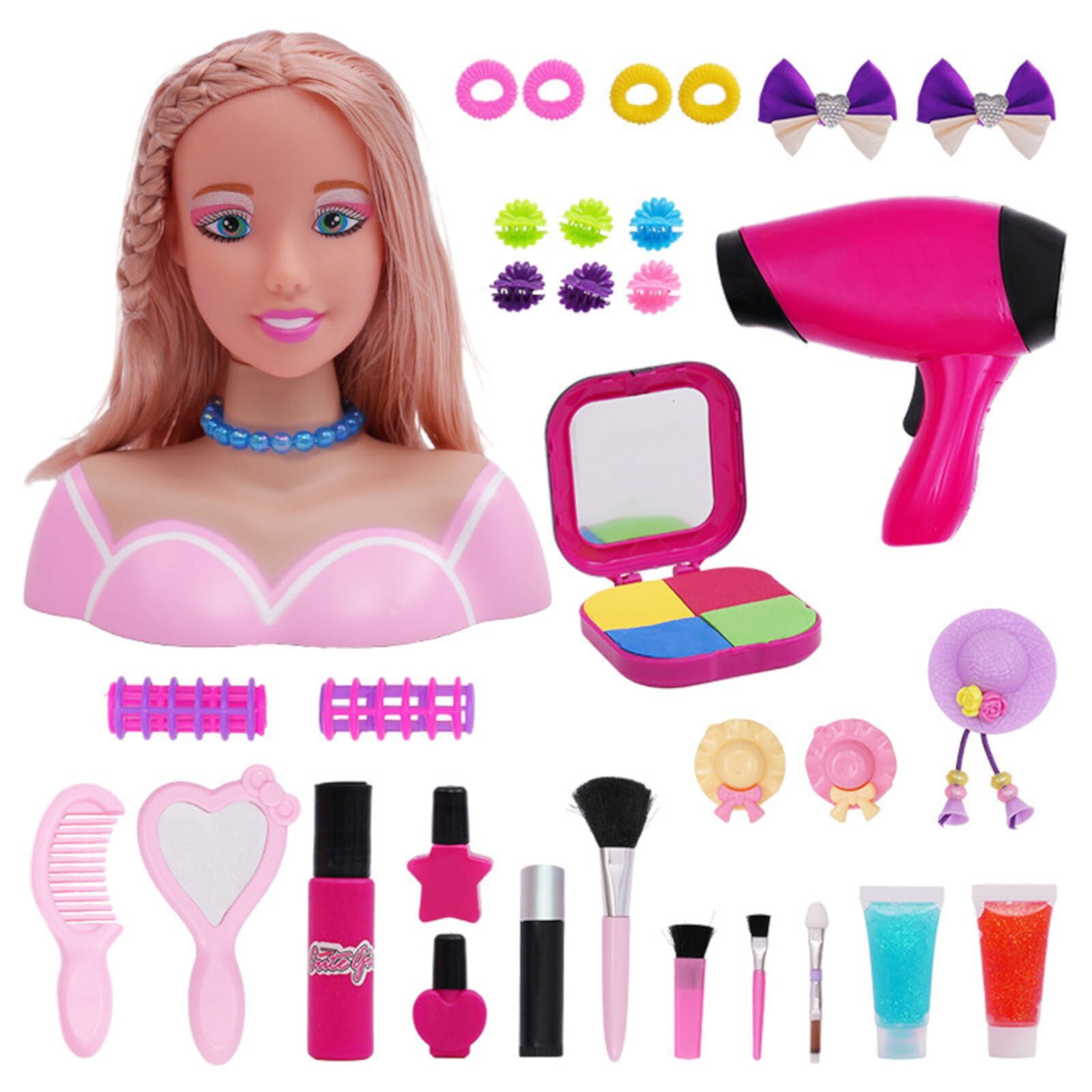 Toys Clearance For Baby Under $10 Doll Head For Hair Styling Doll Head For Girls Hair Styling Deluxe Hairstyle Hair Makeup Doll Toys Hairdresser Pretend Play Game Hair Styling Head Kit 24Ml A A JUPAOPON